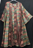 Siesta Boho Fantasy Panelled Long Smock Dress - Chocolate/Turquoise or Green/Chocolate