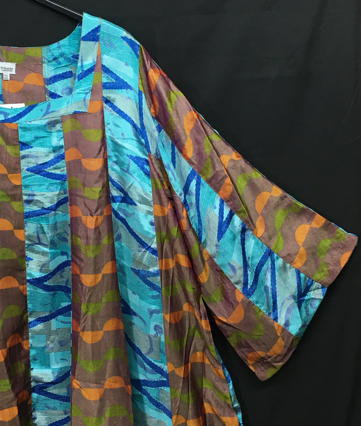 Siesta Boho Fantasy Panelled Long Smock Dress - Chocolate/Turquoise or Green/Chocolate