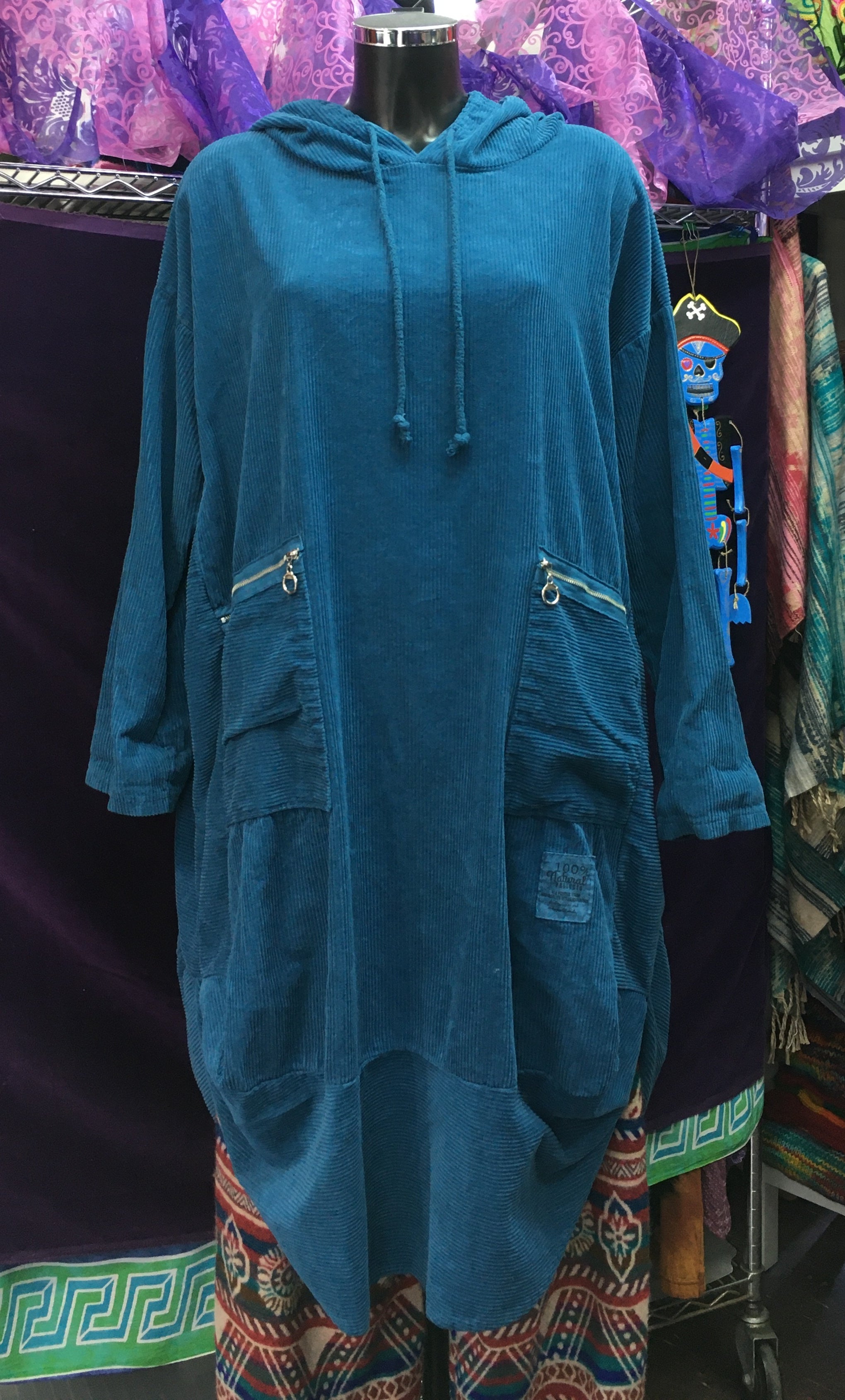 Made in Italy Turquoise Jumbo Cord Midi Dress