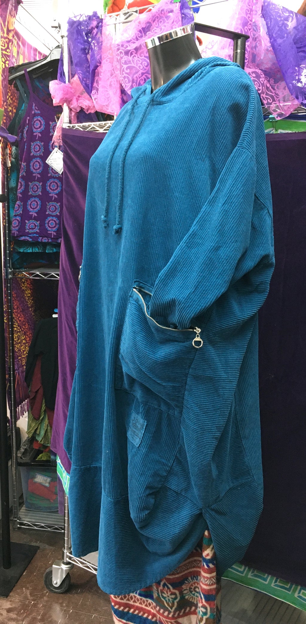 Made in Italy Turquoise Jumbo Cord Midi Dress