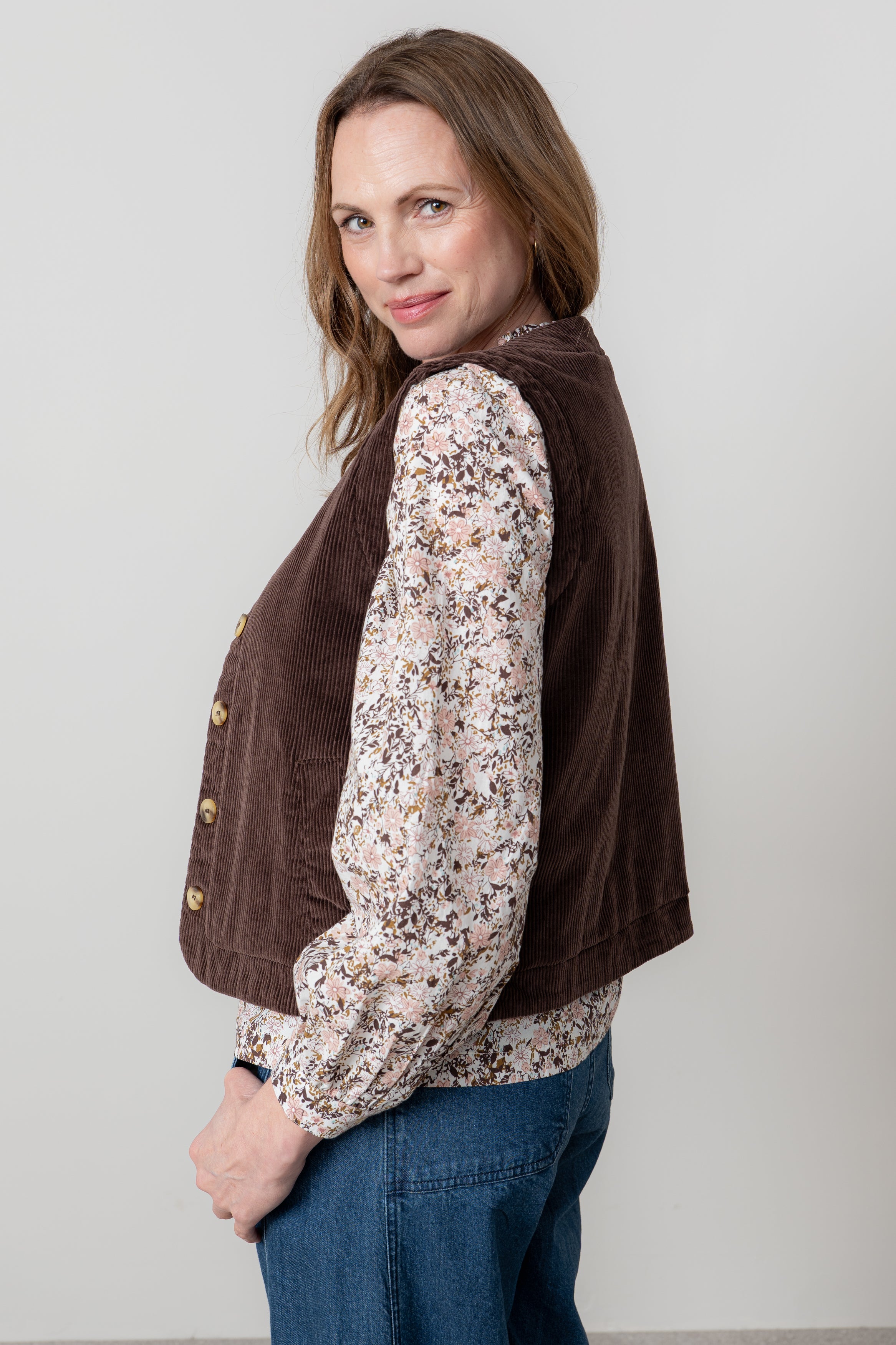 Lily & Me Dusk Gilet ~ Chocolate or Pine Green