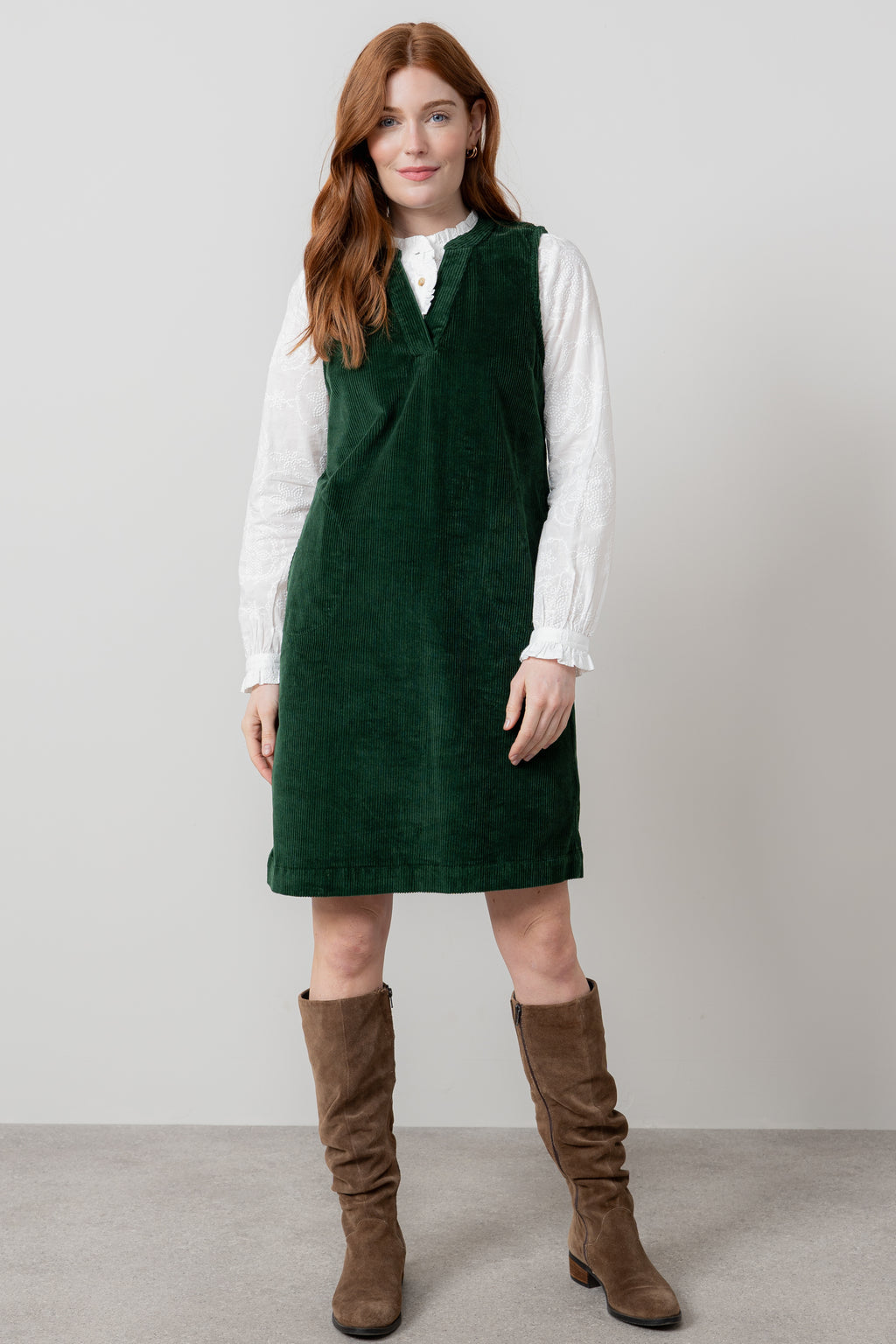 Lily & Me Belle Cord Dress ~ Navy or Pine Green