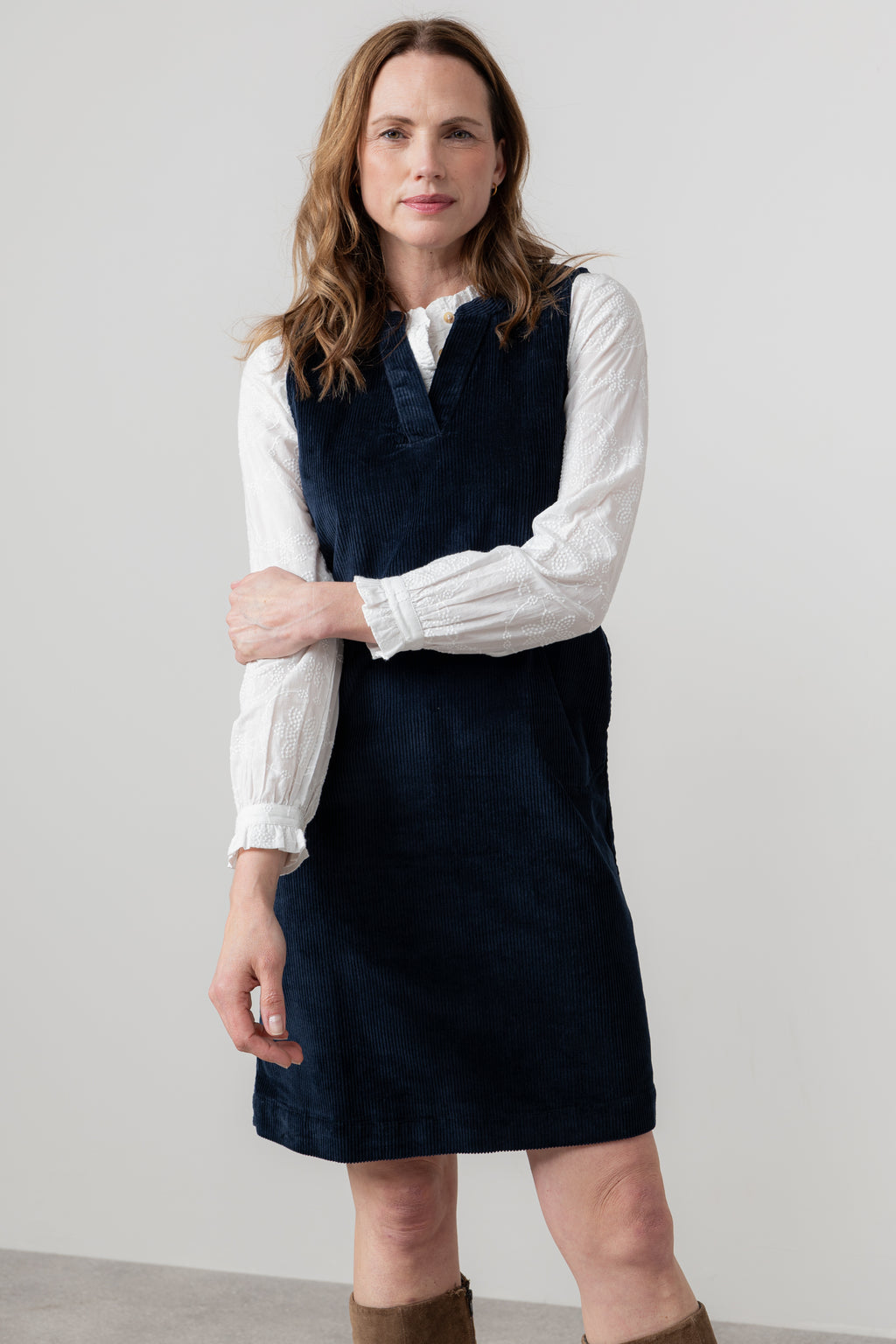 Lily & Me Belle Cord Dress ~ Navy or Pine Green
