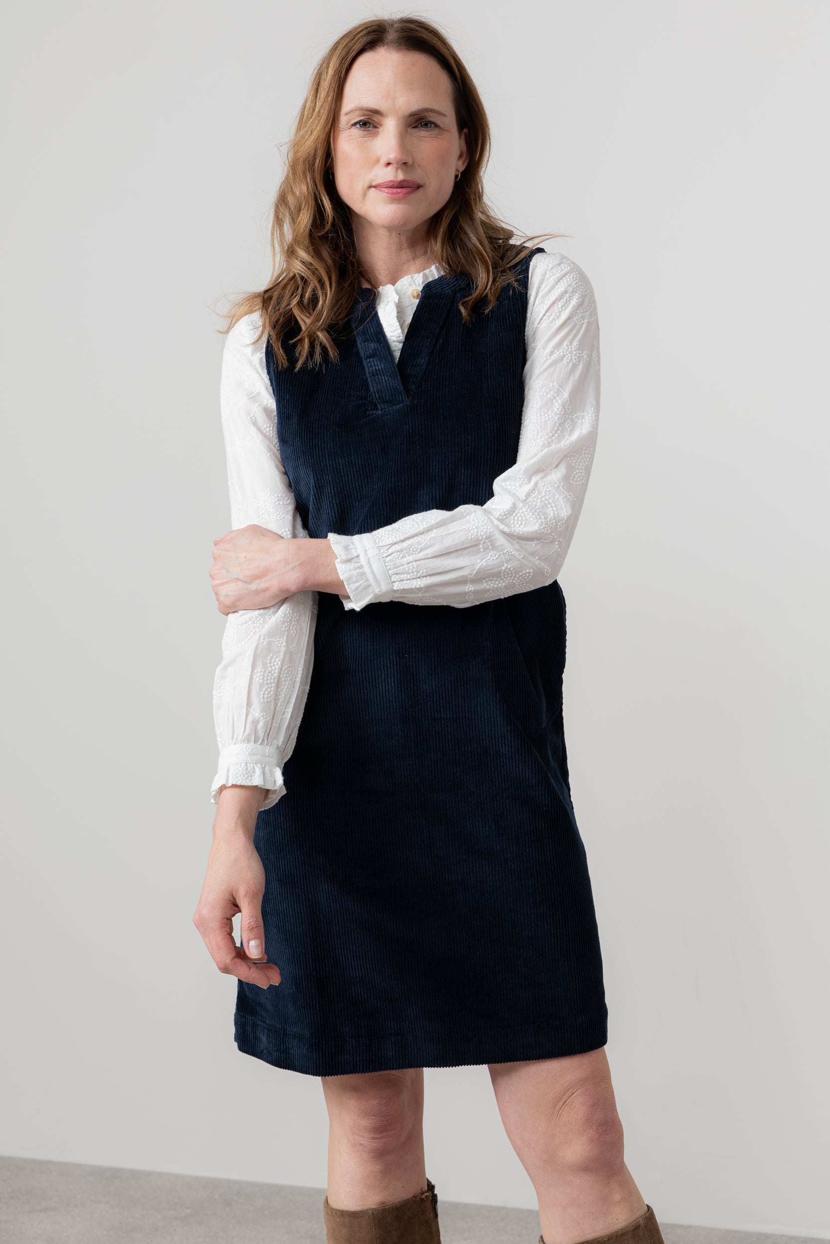 Lily & Me Belle Cord Dress ~ Navy or Pine Green