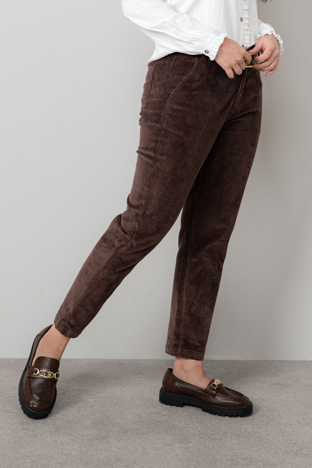 Lily & Me Brookend Cord Trousers ~ Chocolate or Pine Green