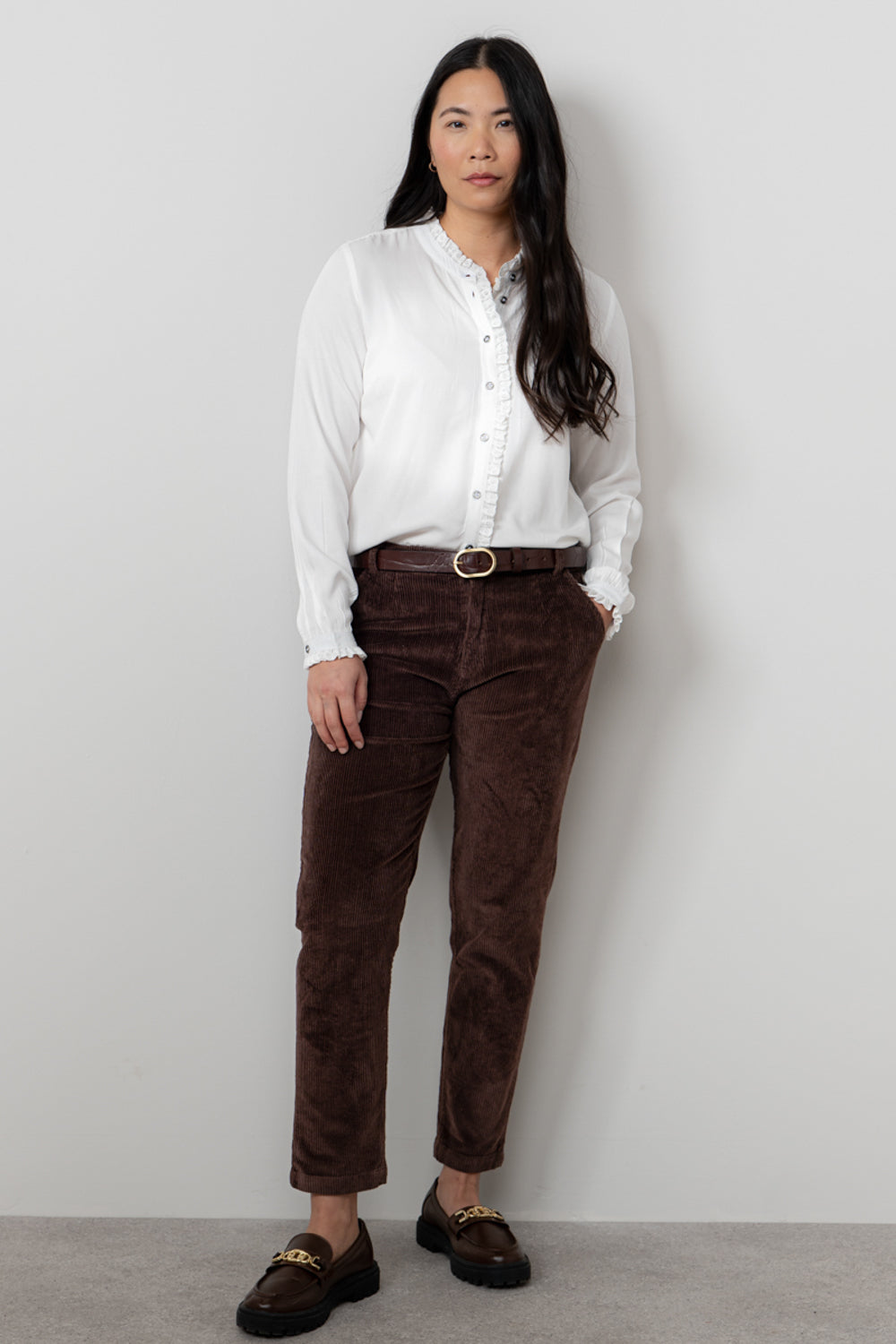Lily & Me Brookend Cord Trousers ~ Chocolate or Pine Green