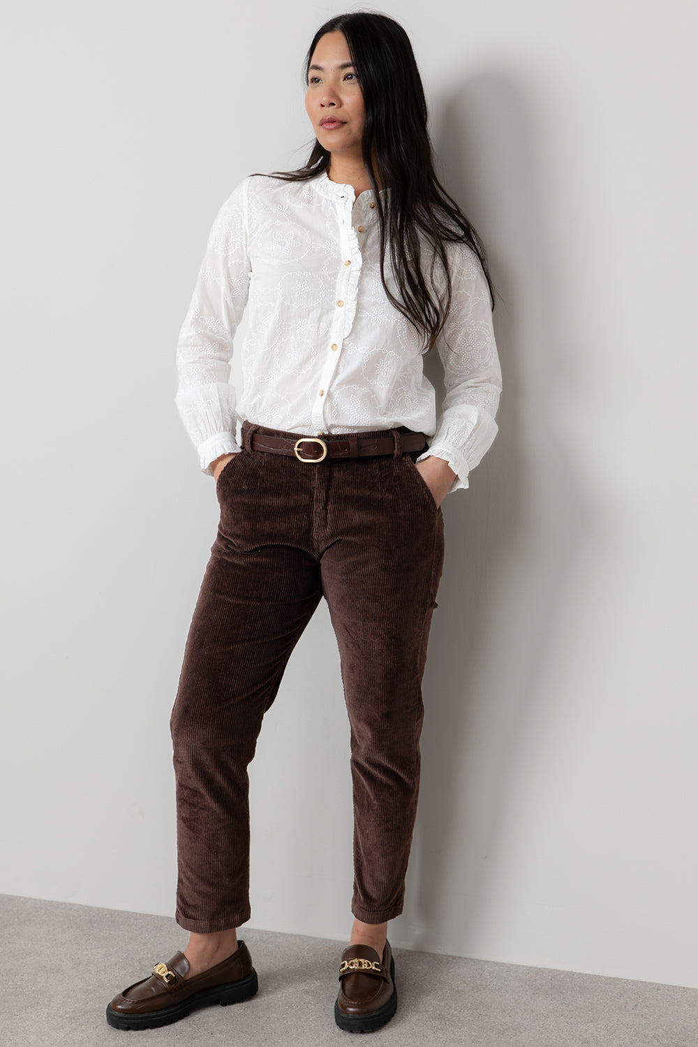 Lily & Me Brookend Cord Trousers ~ Chocolate or Pine Green