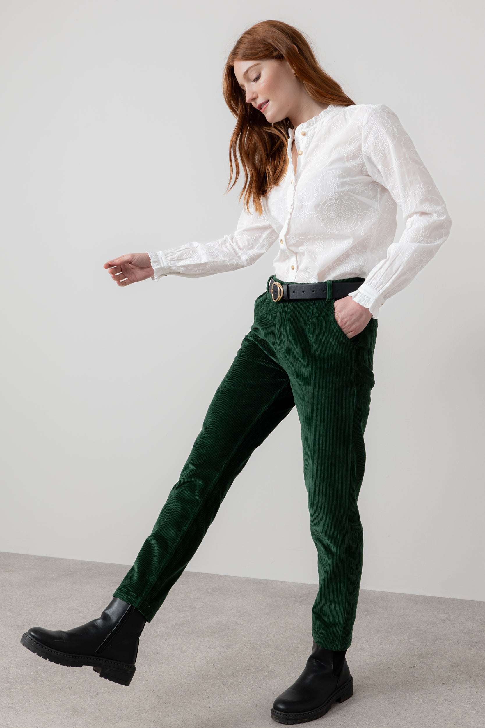 Lily & Me Brookend Cord Trousers ~ Chocolate or Pine Green