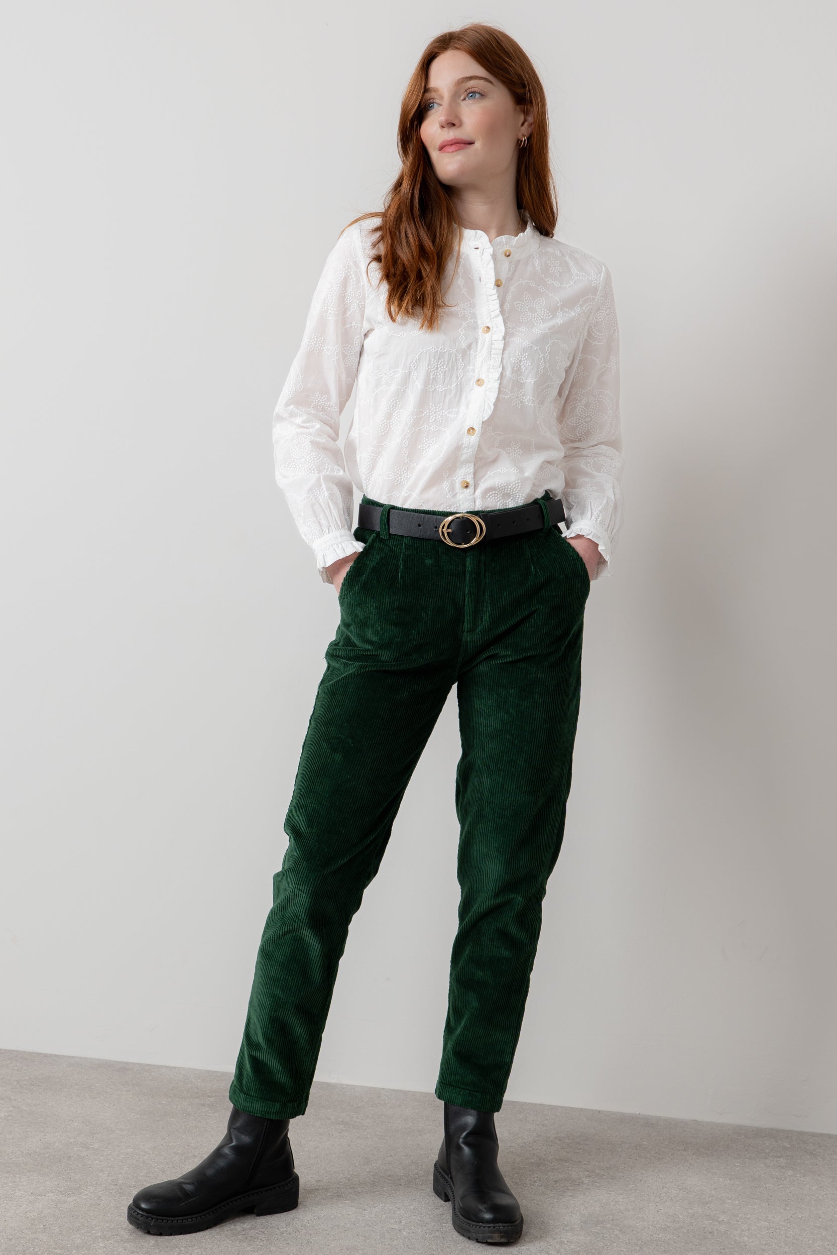 Lily & Me Brookend Cord Trousers ~ Chocolate or Pine Green