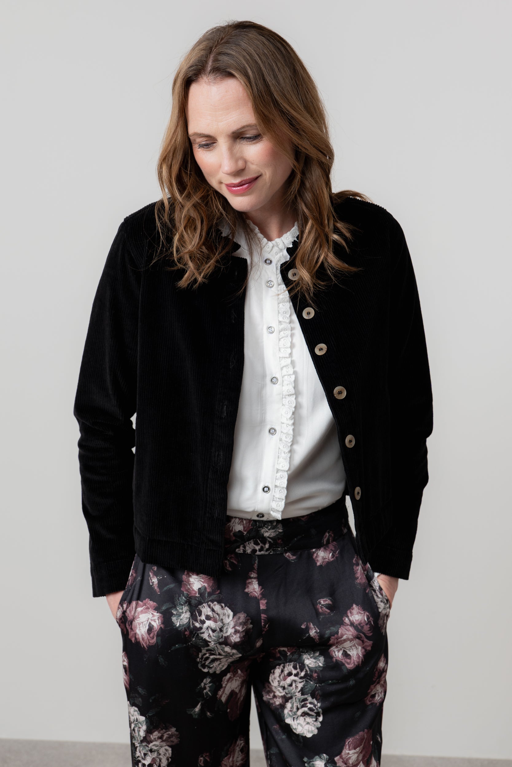 Lily & Me Rene Cord Jacket ~ Classic Black or Navy Blue