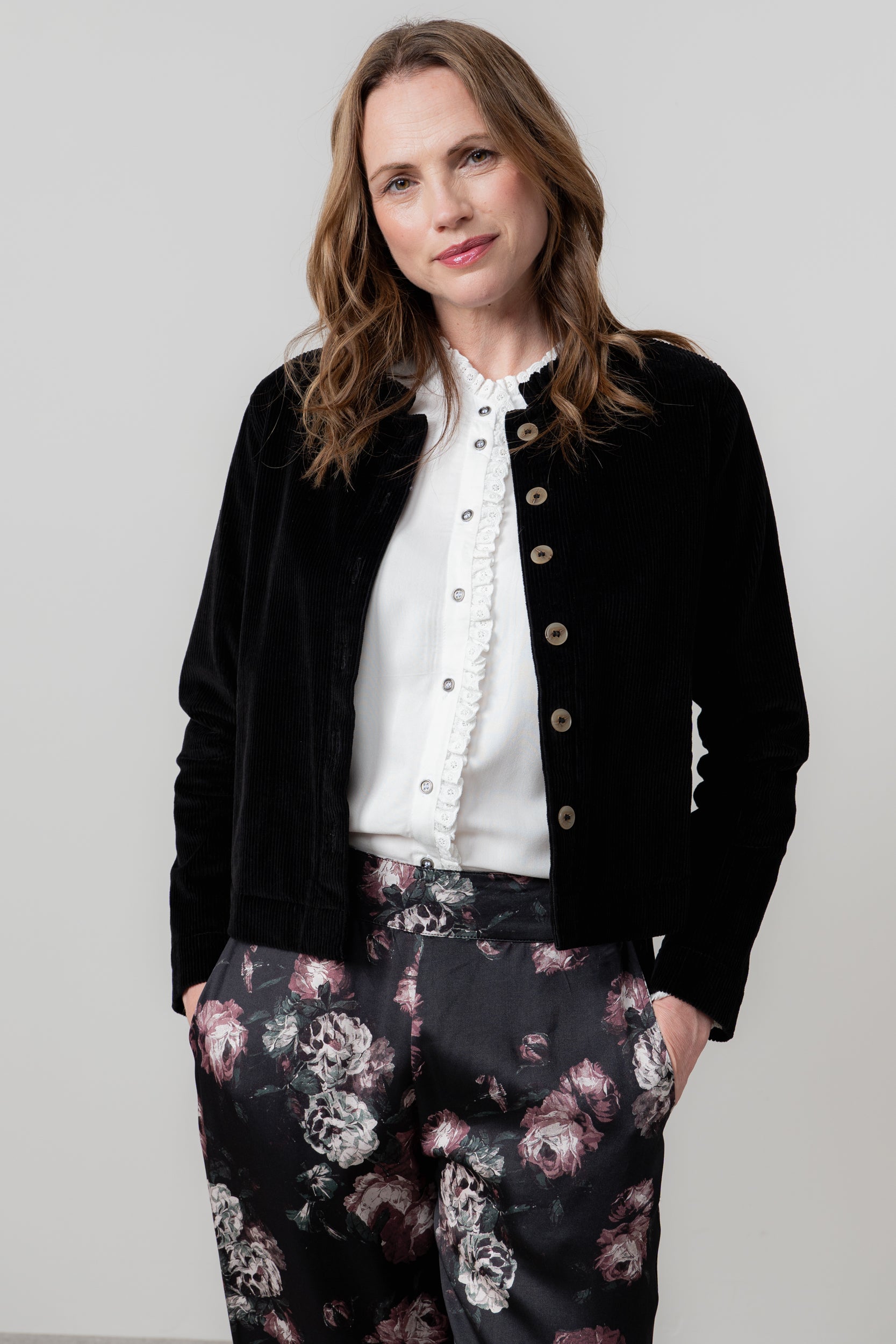 Lily & Me Rene Cord Jacket ~ Classic Black or Navy Blue