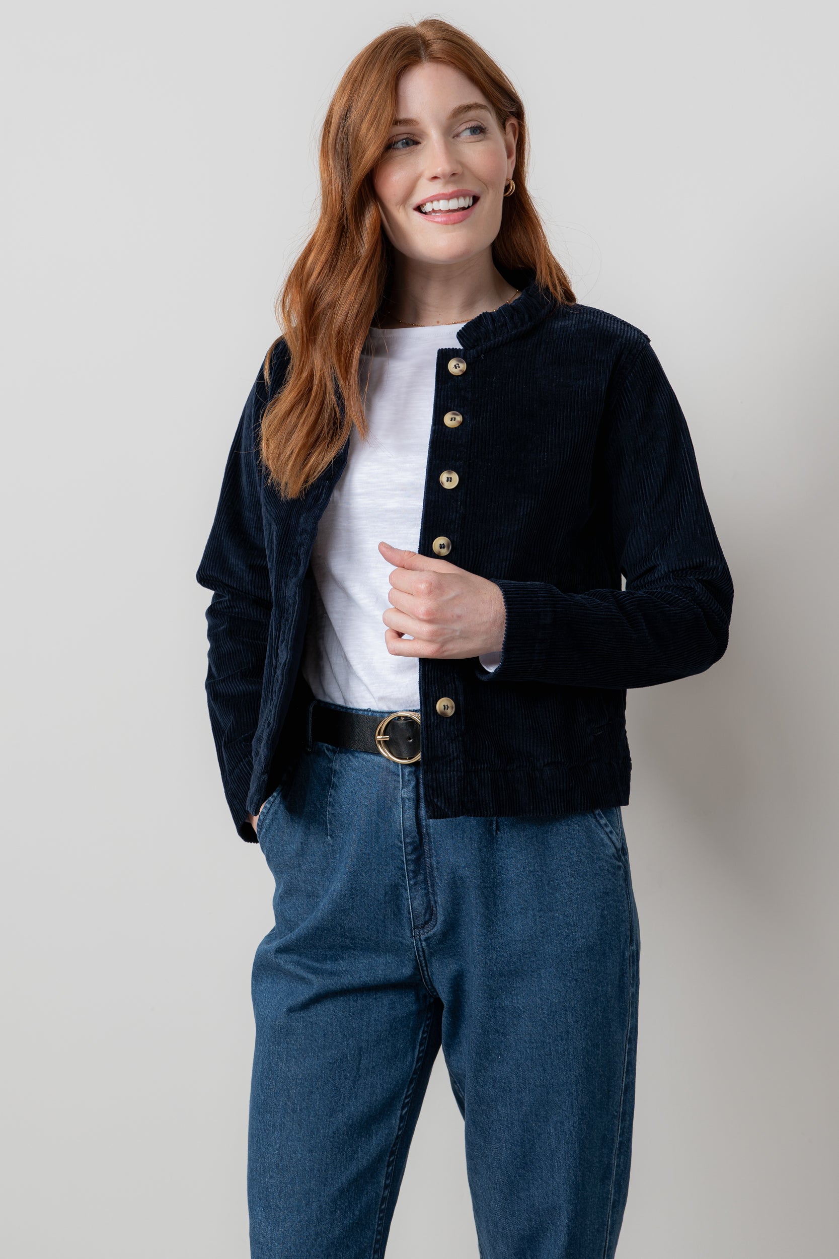 Lily & Me Rene Cord Jacket ~ Classic Black or Navy Blue