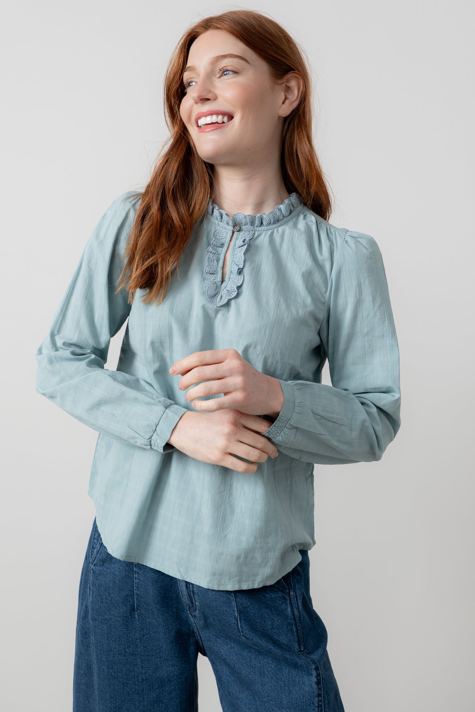 Lily & Me Emily Blouse ~ Crisp White or Sea Mist