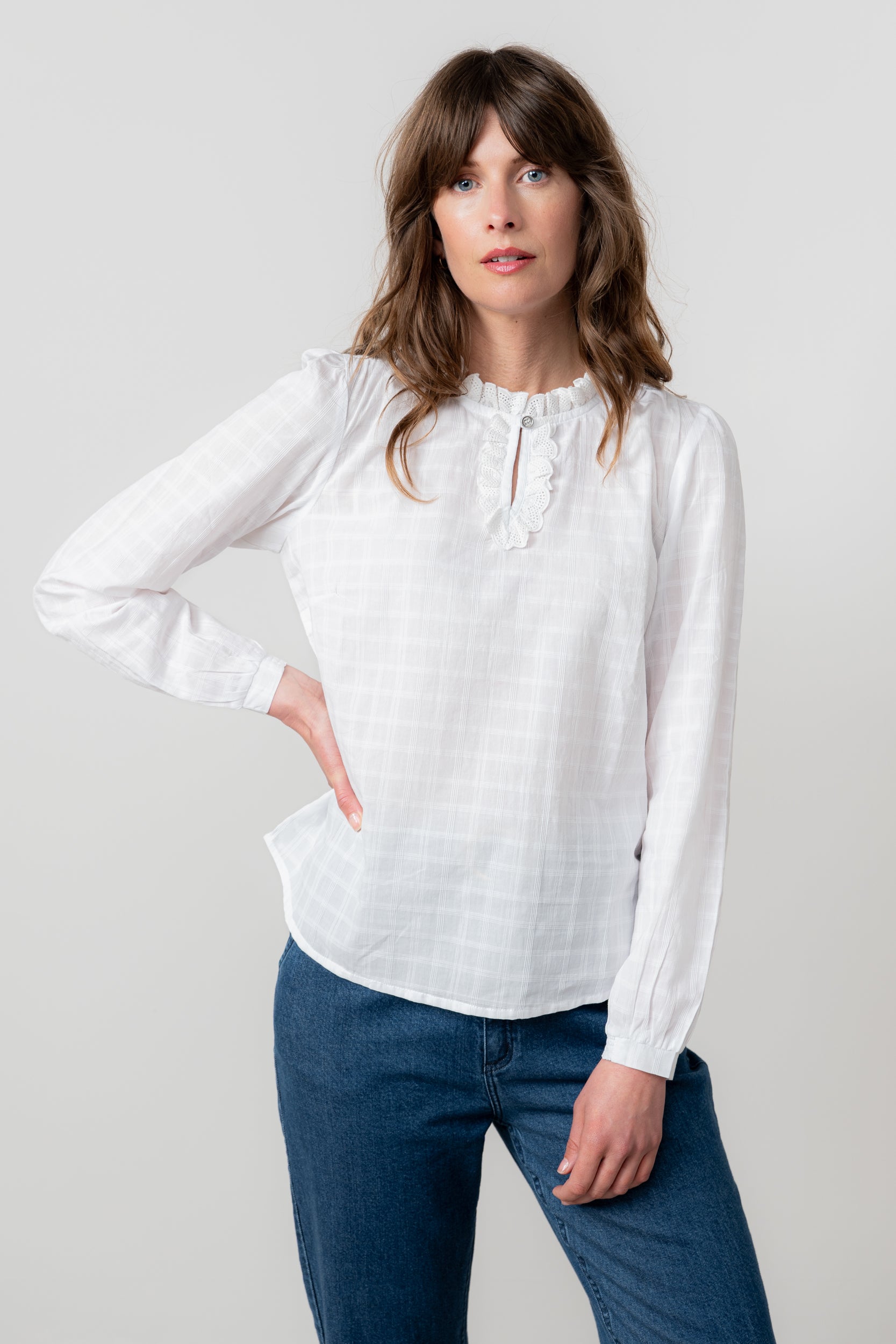 Lily & Me Emily Blouse ~ Crisp White or Sea Mist