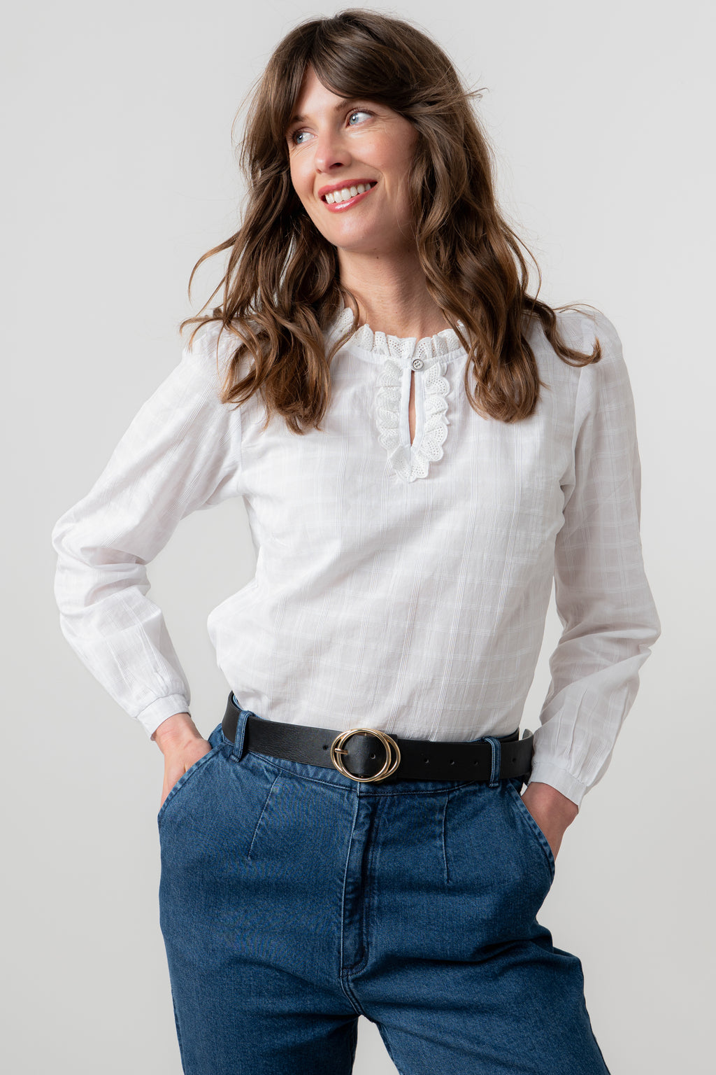 Lily & Me Emily Blouse ~ Crisp White or Sea Mist