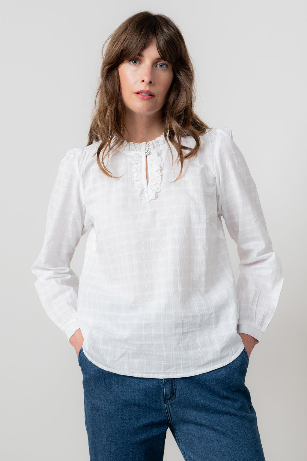 Lily & Me Emily Blouse ~ Crisp White or Sea Mist
