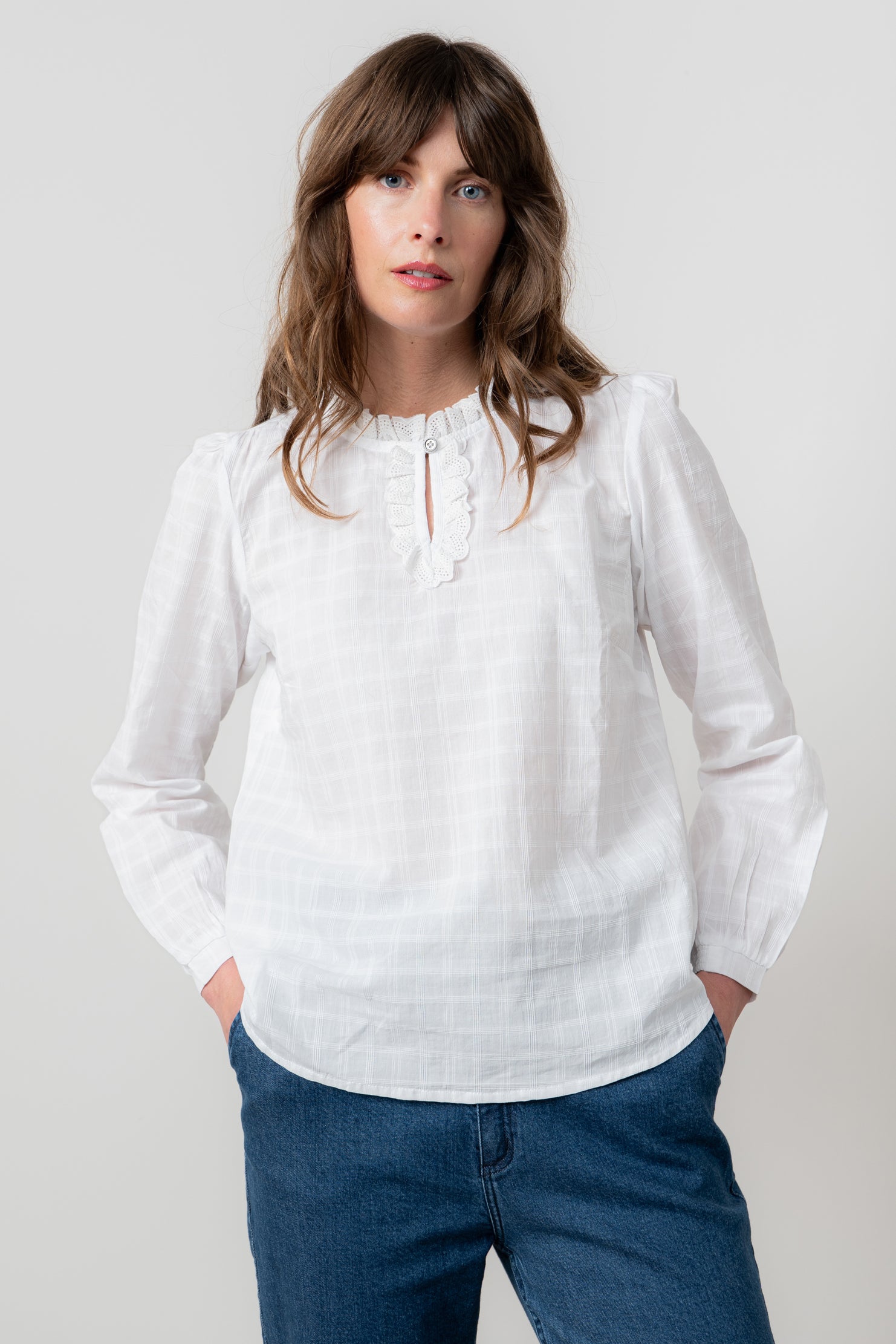Lily & Me Emily Blouse ~ Crisp White or Sea Mist