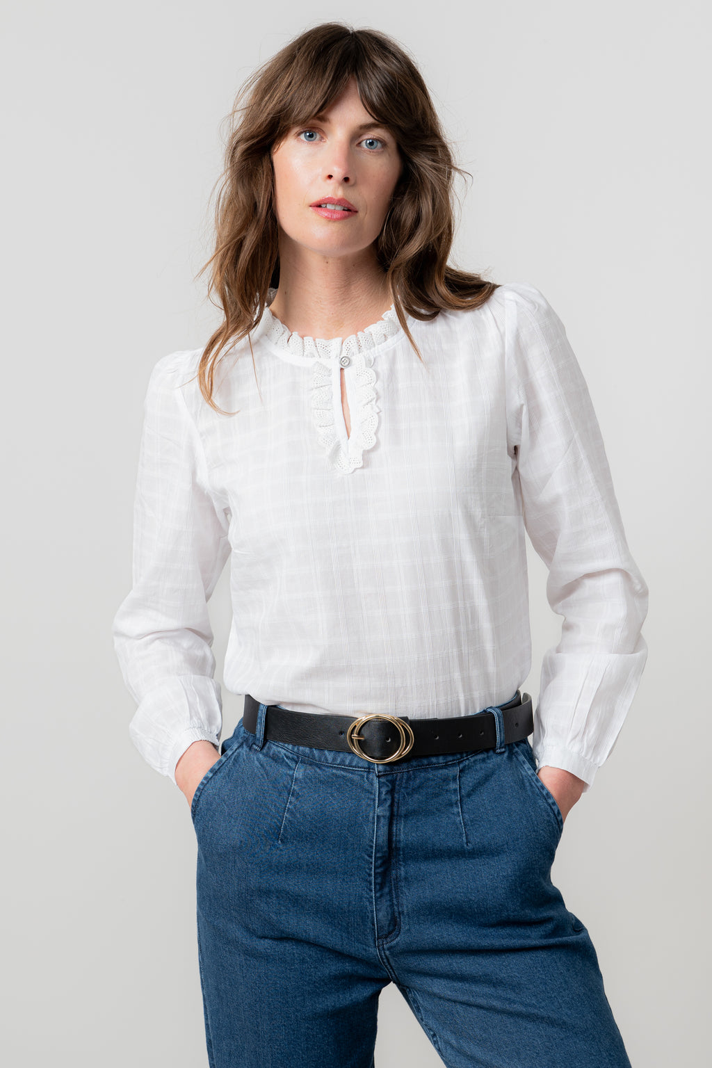 Lily & Me Emily Blouse ~ Crisp White or Sea Mist