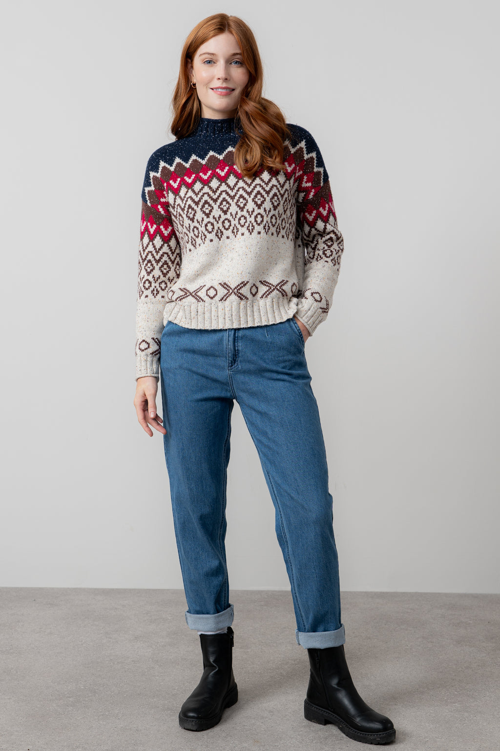 Lily & Me Maeve Fair Isle Jumper ~ Chocolate or Pine Green