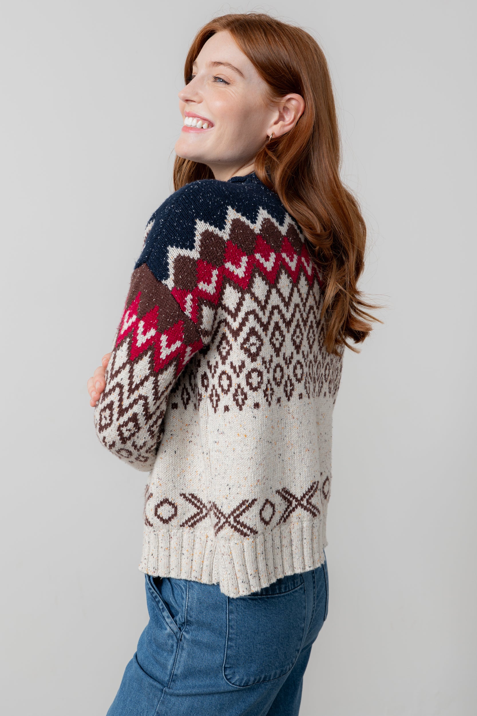 Lily & Me Maeve Fair Isle Jumper ~ Chocolate or Pine Green