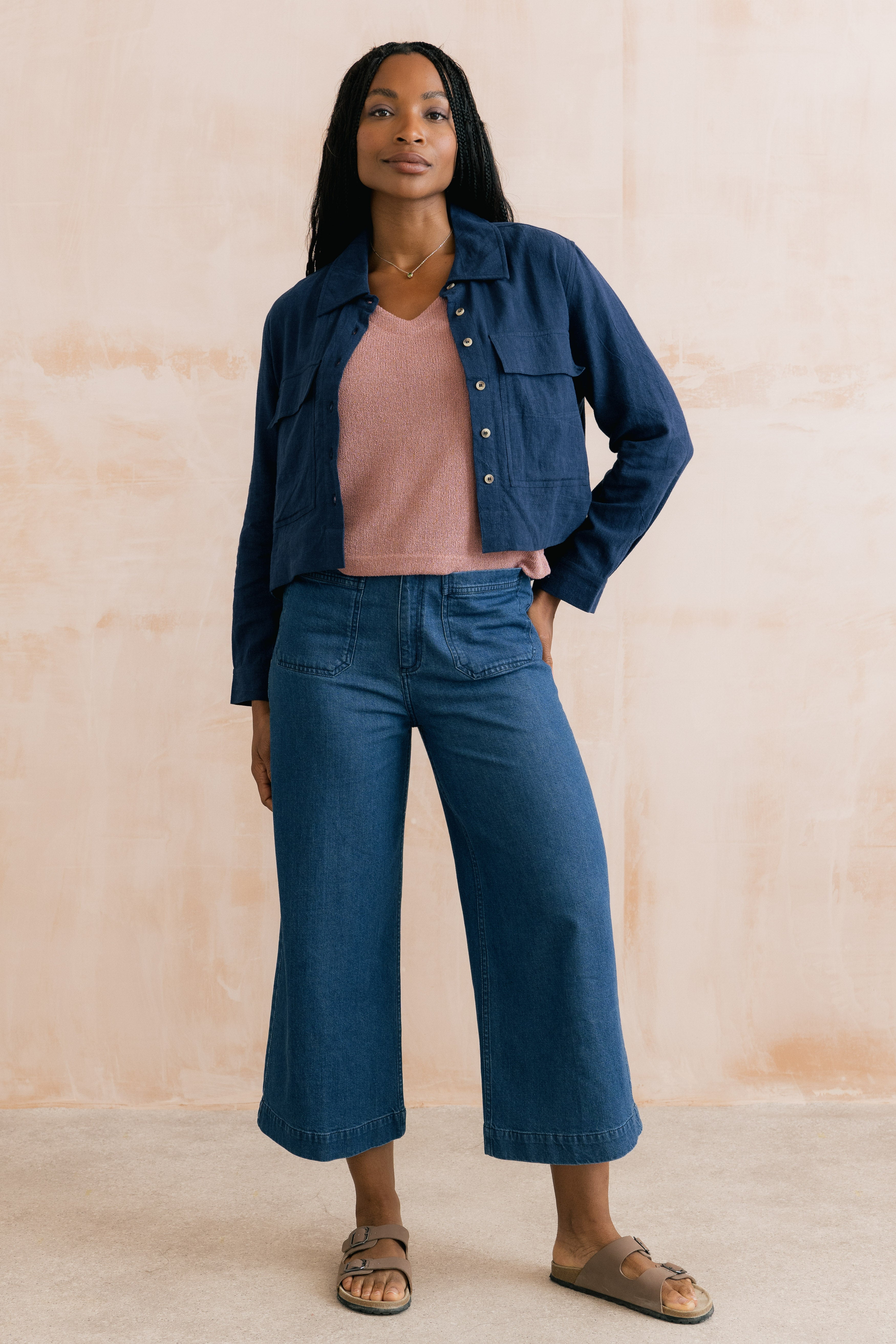 Lily & Me Grasslands Linen Jacket ~ Navy or Boysenberry