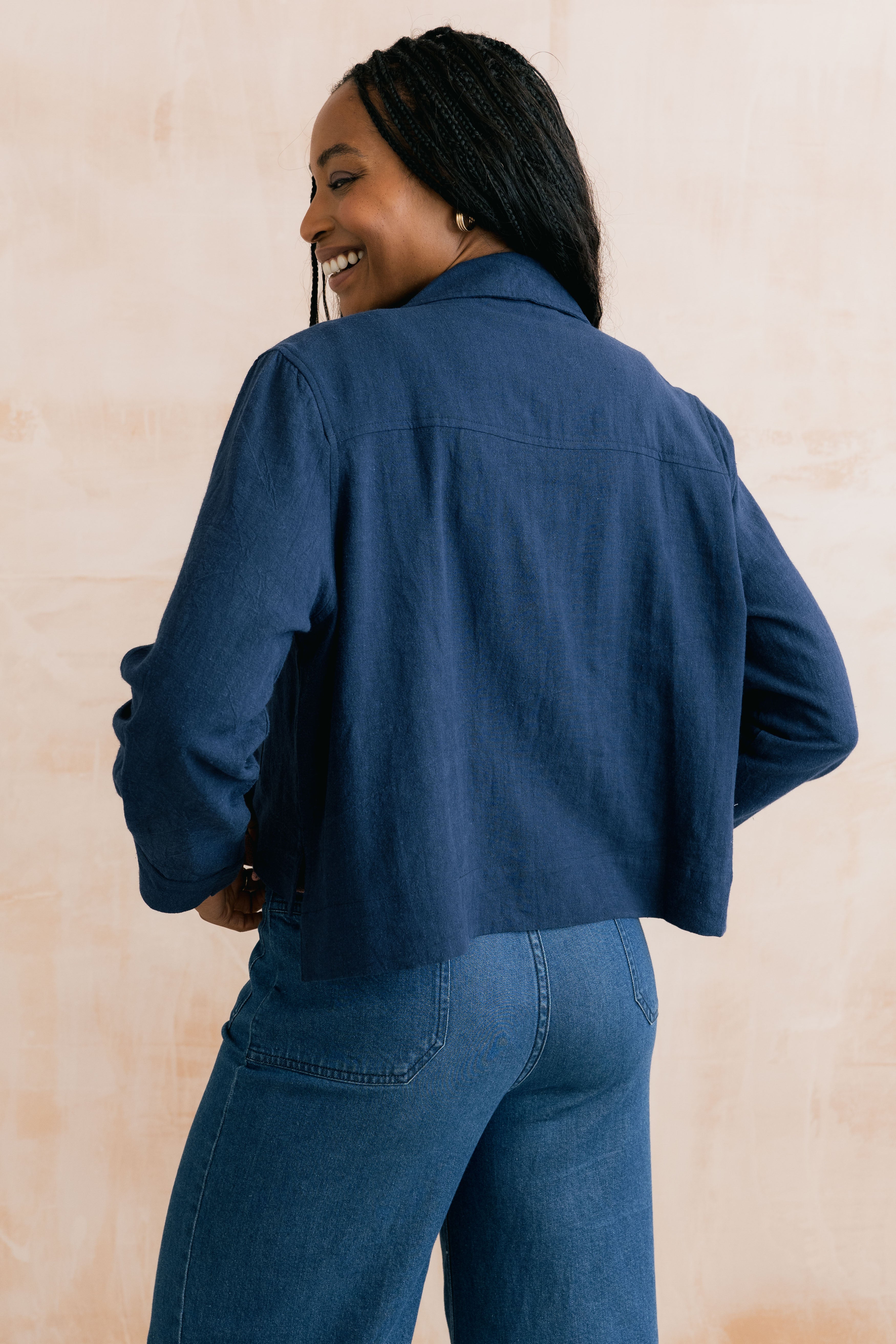 Lily & Me Grasslands Linen Jacket ~ Navy or Boysenberry