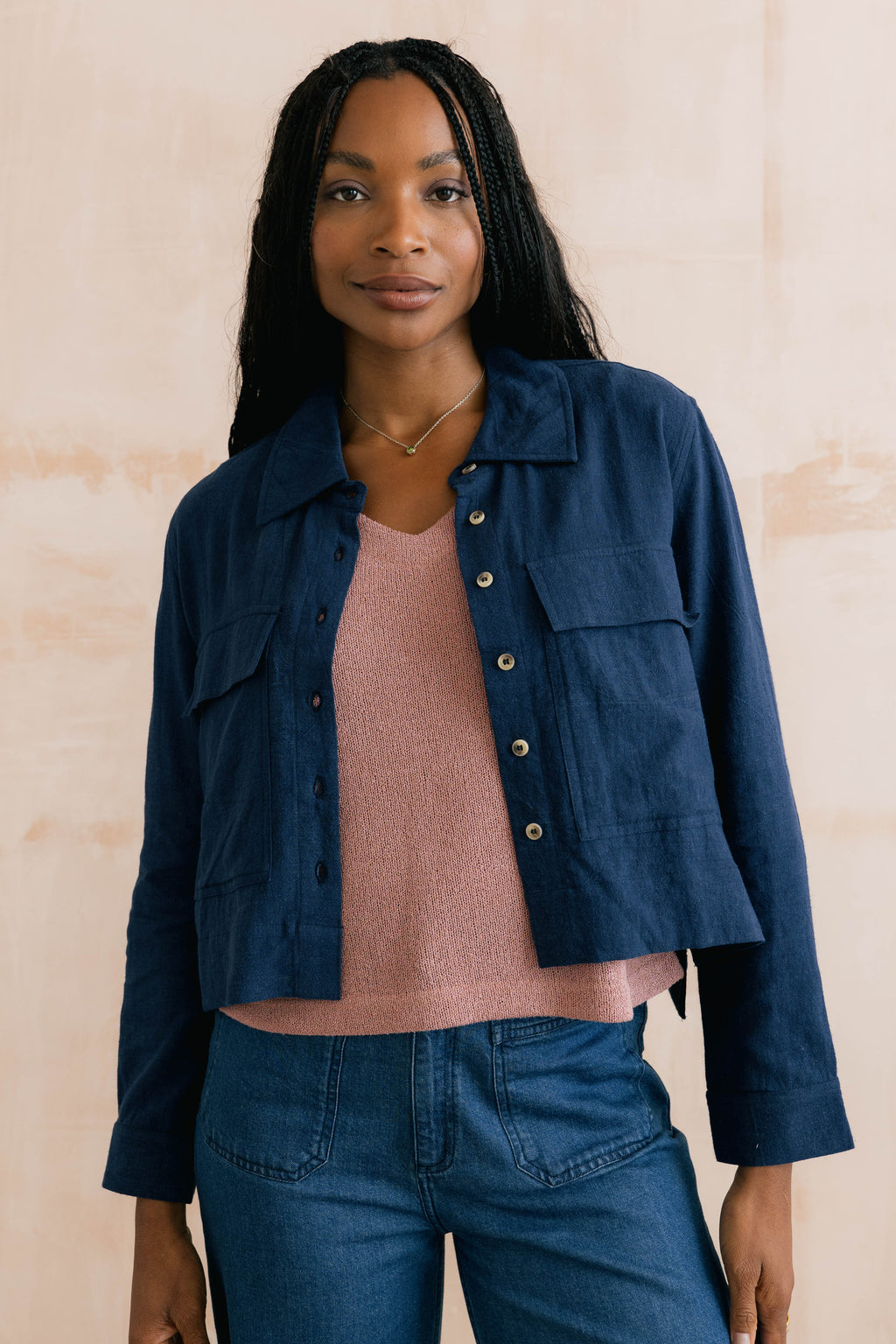 Lily & Me Grasslands Linen Jacket ~ Navy or Boysenberry