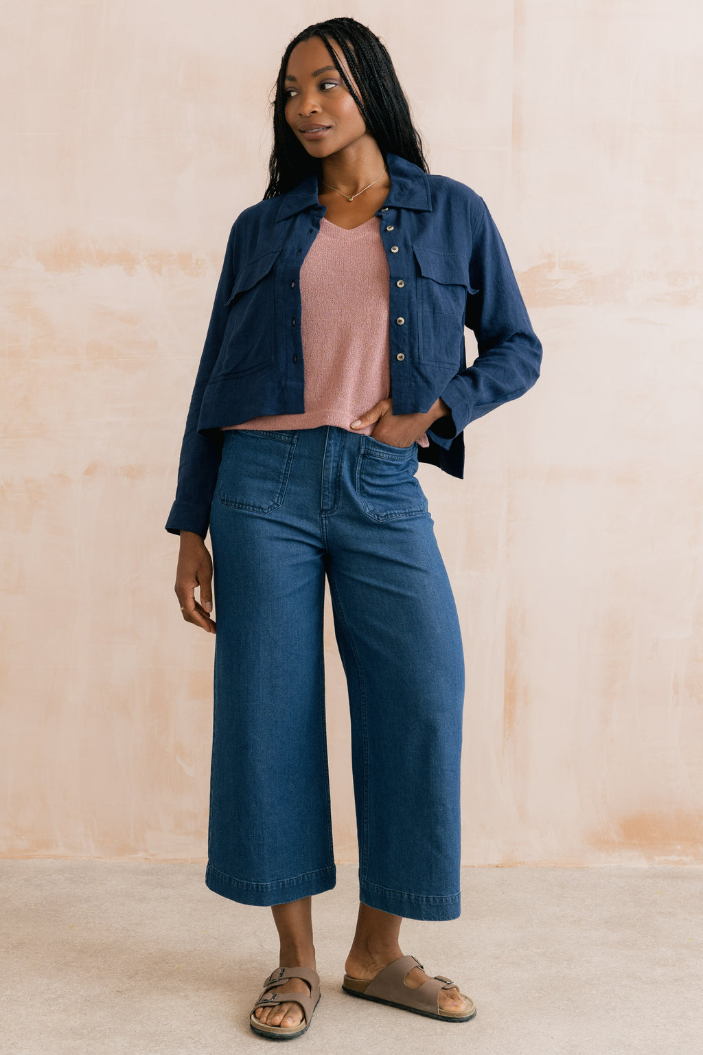 Lily & Me Summer Linen Trousers ~ Navy or Boysenberry