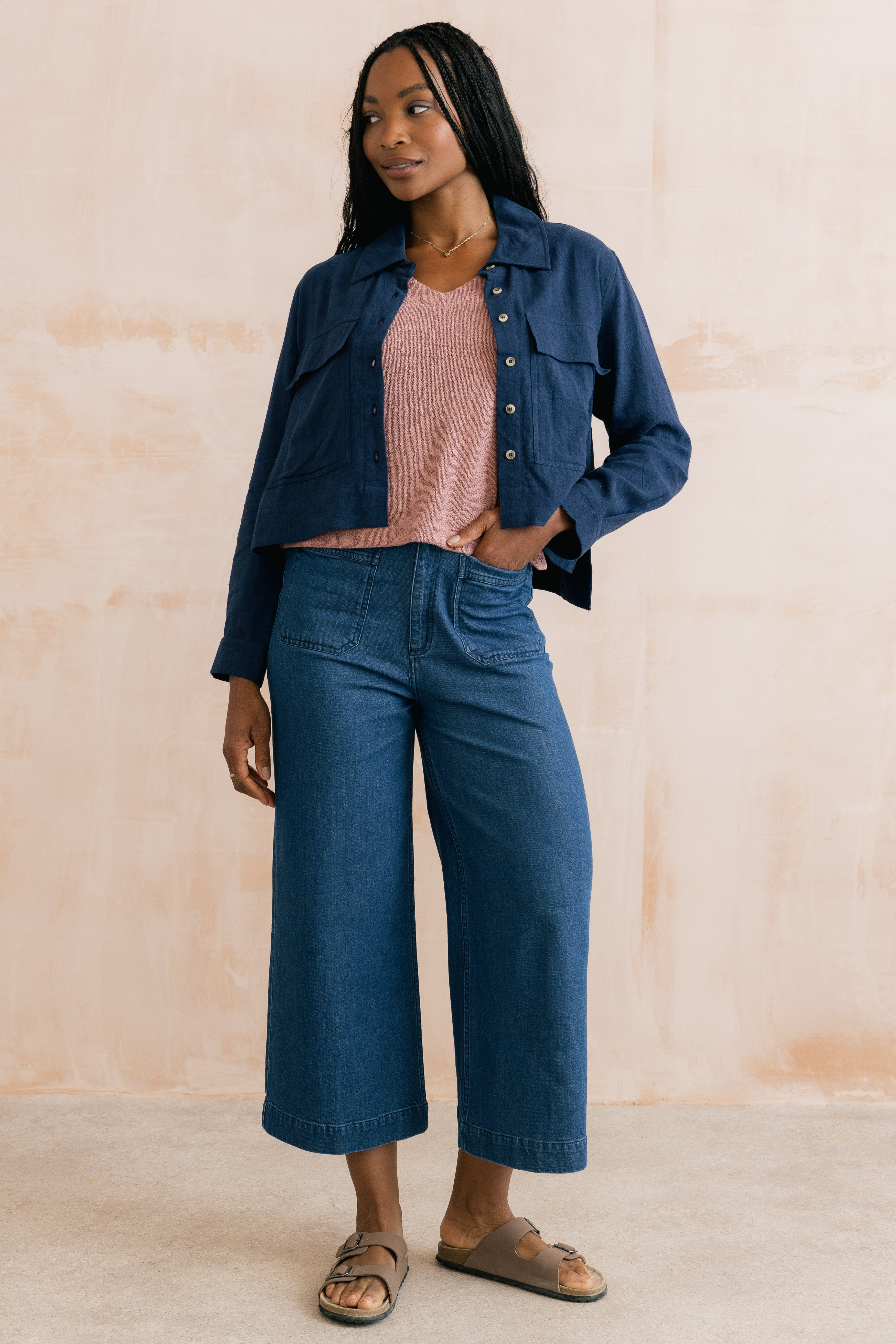 Lily & Me Summer Linen Trousers ~ Navy or Boysenberry