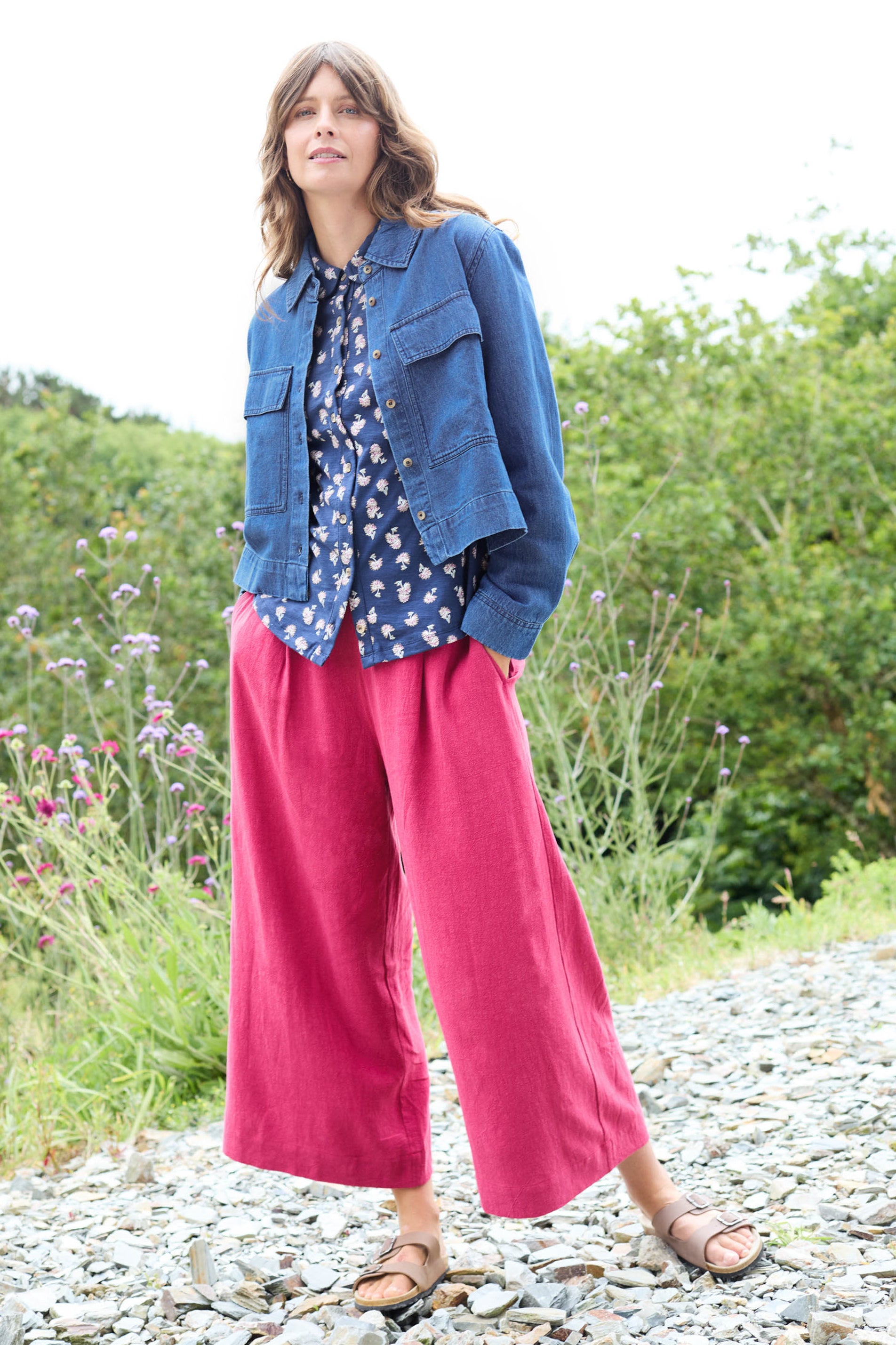 Lily & Me Summer Linen Trousers ~ Navy or Boysenberry