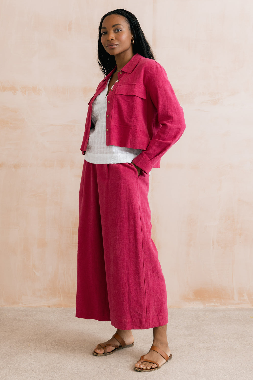 Lily & Me Summer Linen Trousers ~ Navy or Boysenberry