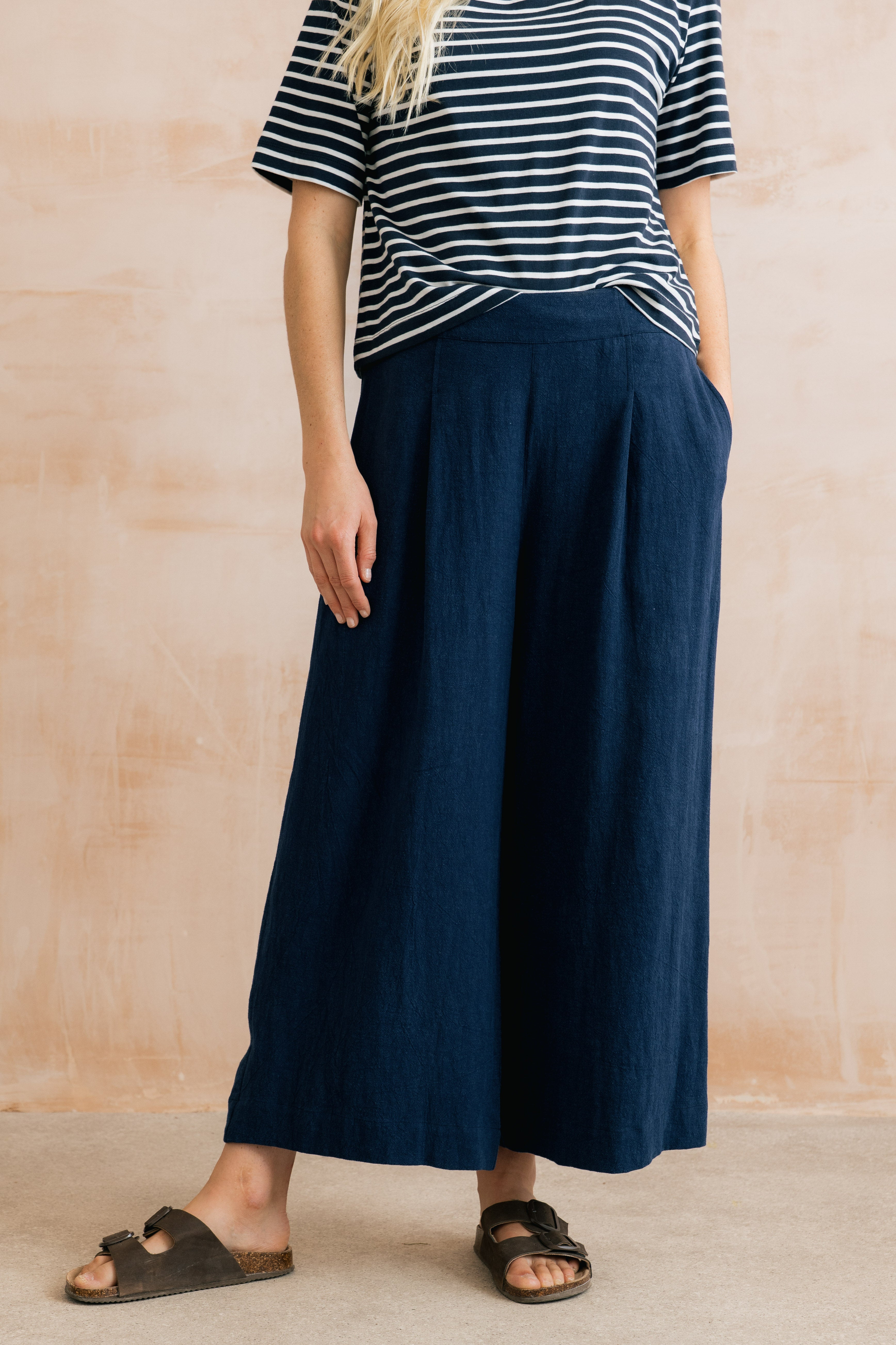 Lily & Me Summer Linen Trousers ~ Navy or Boysenberry
