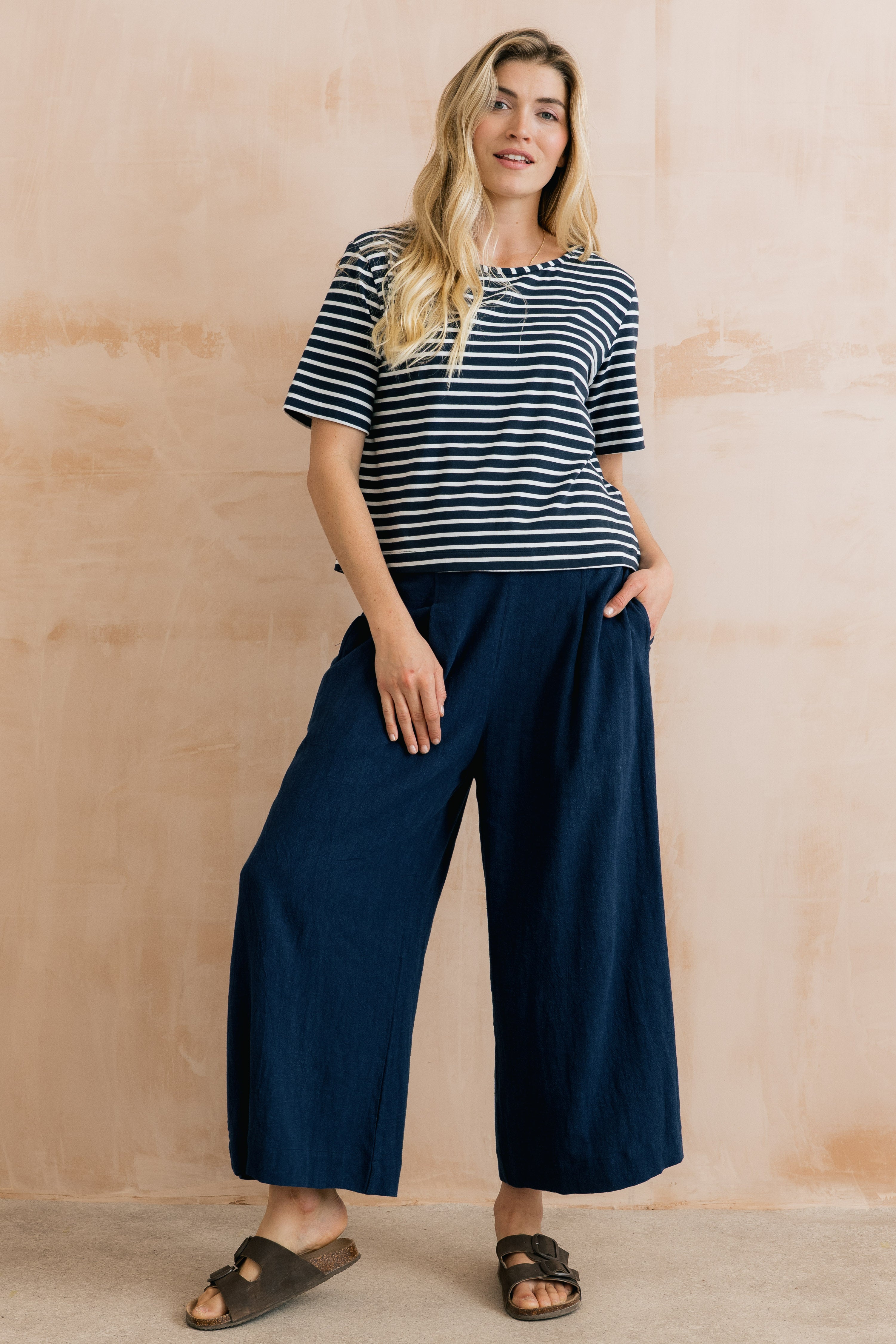 Lily & Me Summer Linen Trousers ~ Navy or Boysenberry