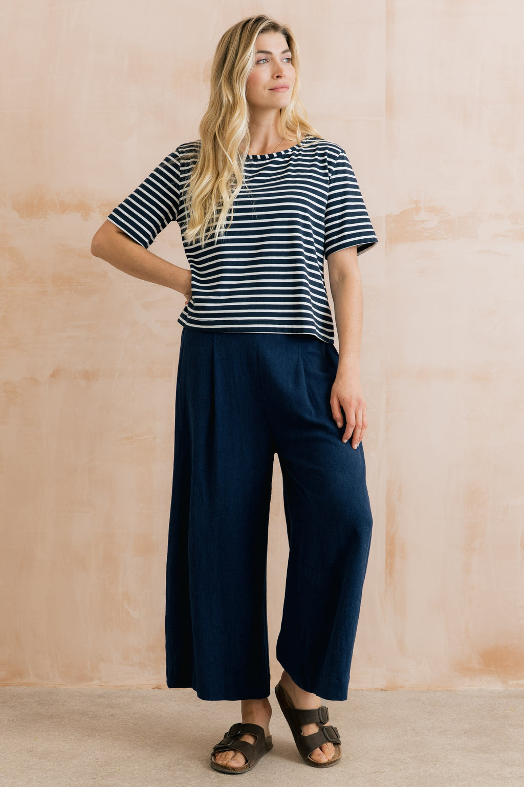 Lily & Me Summer Linen Trousers ~ Navy or Boysenberry