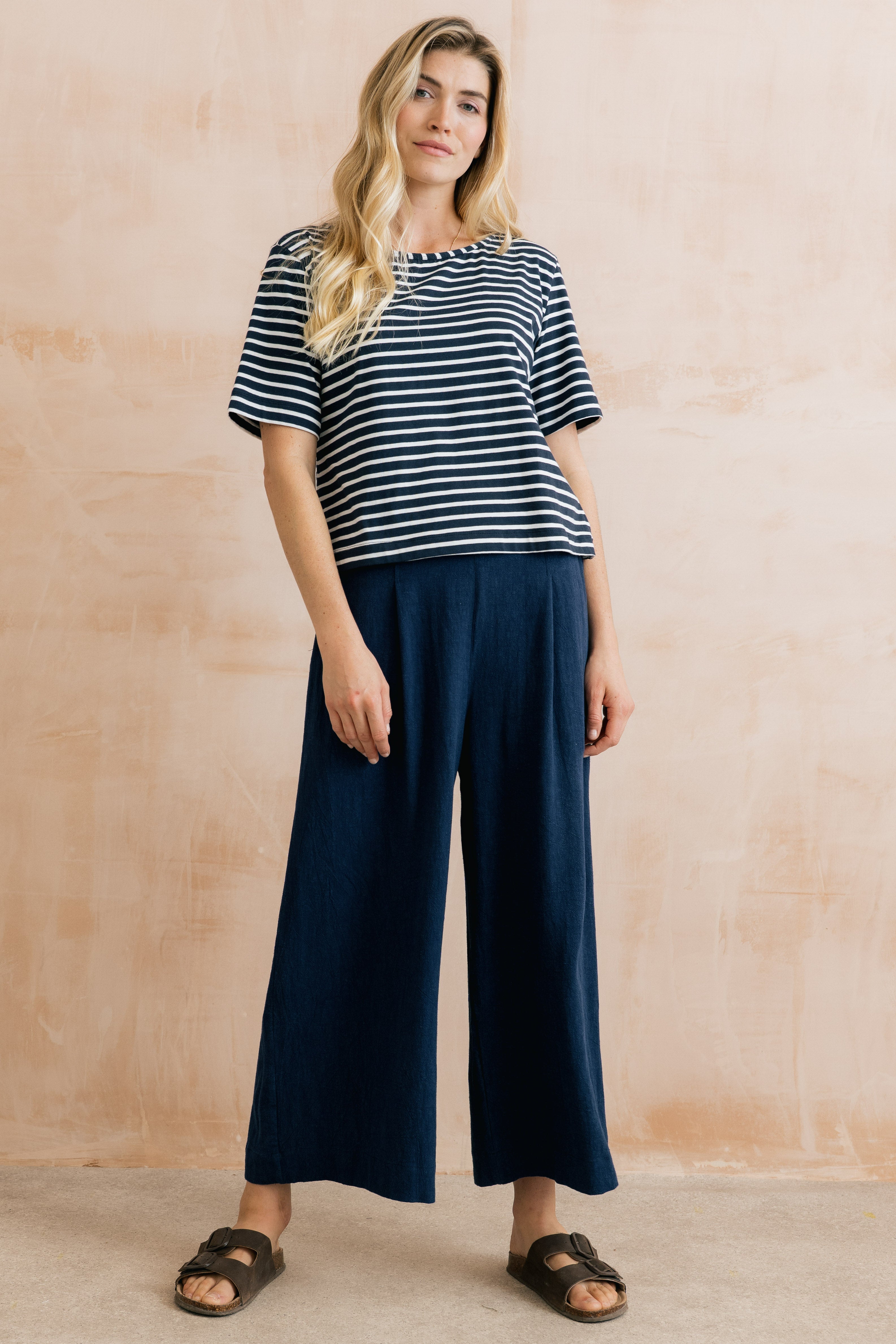Lily & Me Summer Linen Trousers ~ Navy or Boysenberry