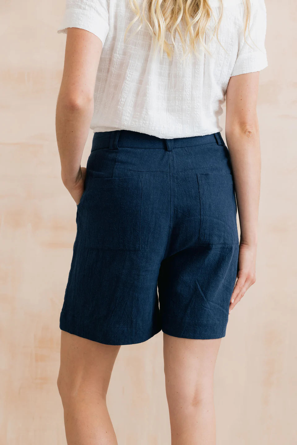 Lily & Me Naomi Navy Linen Blend Shorts