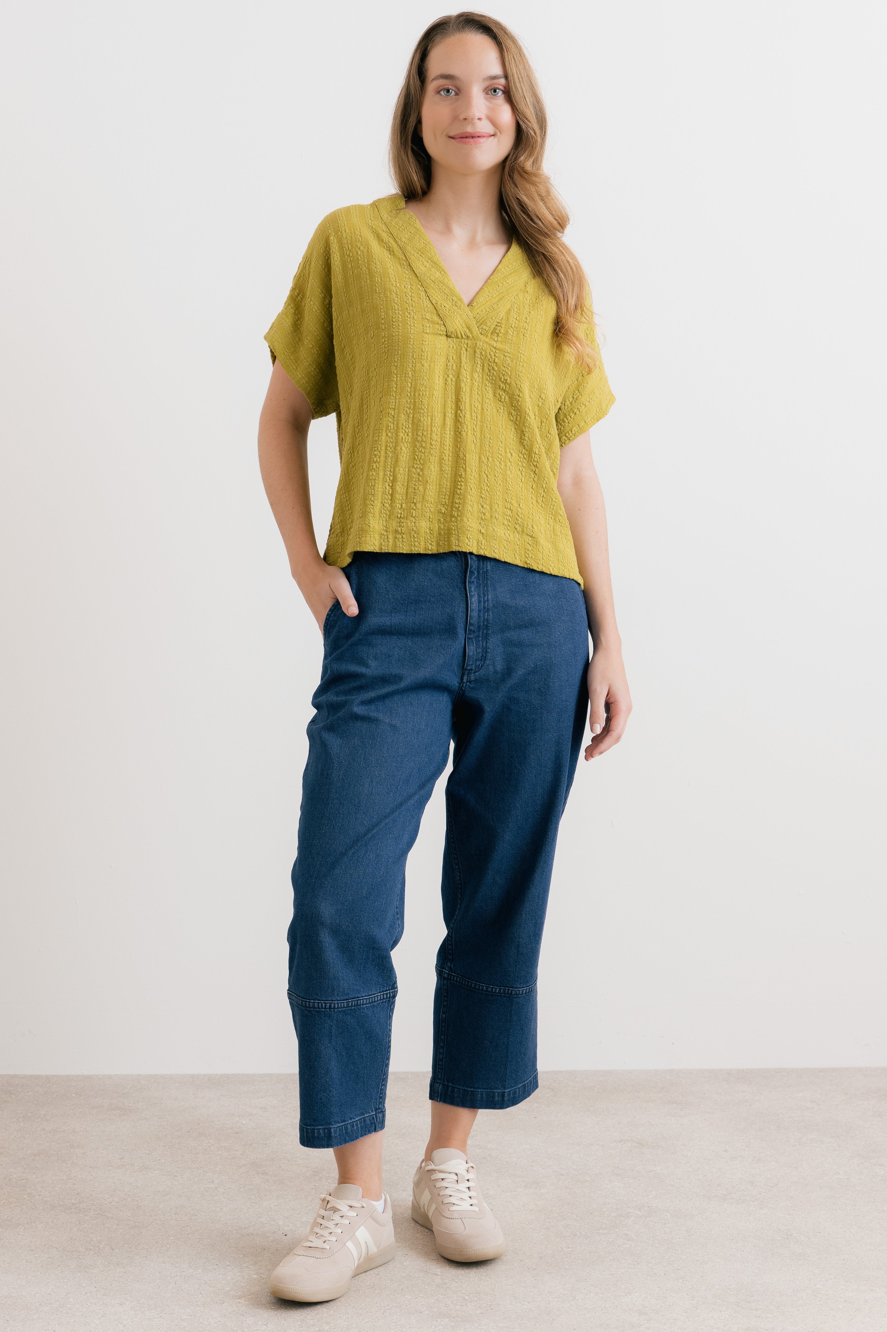 Lily & Me Orchard Textured Seersucker Blouse ~ Lime or White