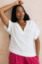 Lily & Me Orchard Textured Seersucker Blouse ~ Lime or White