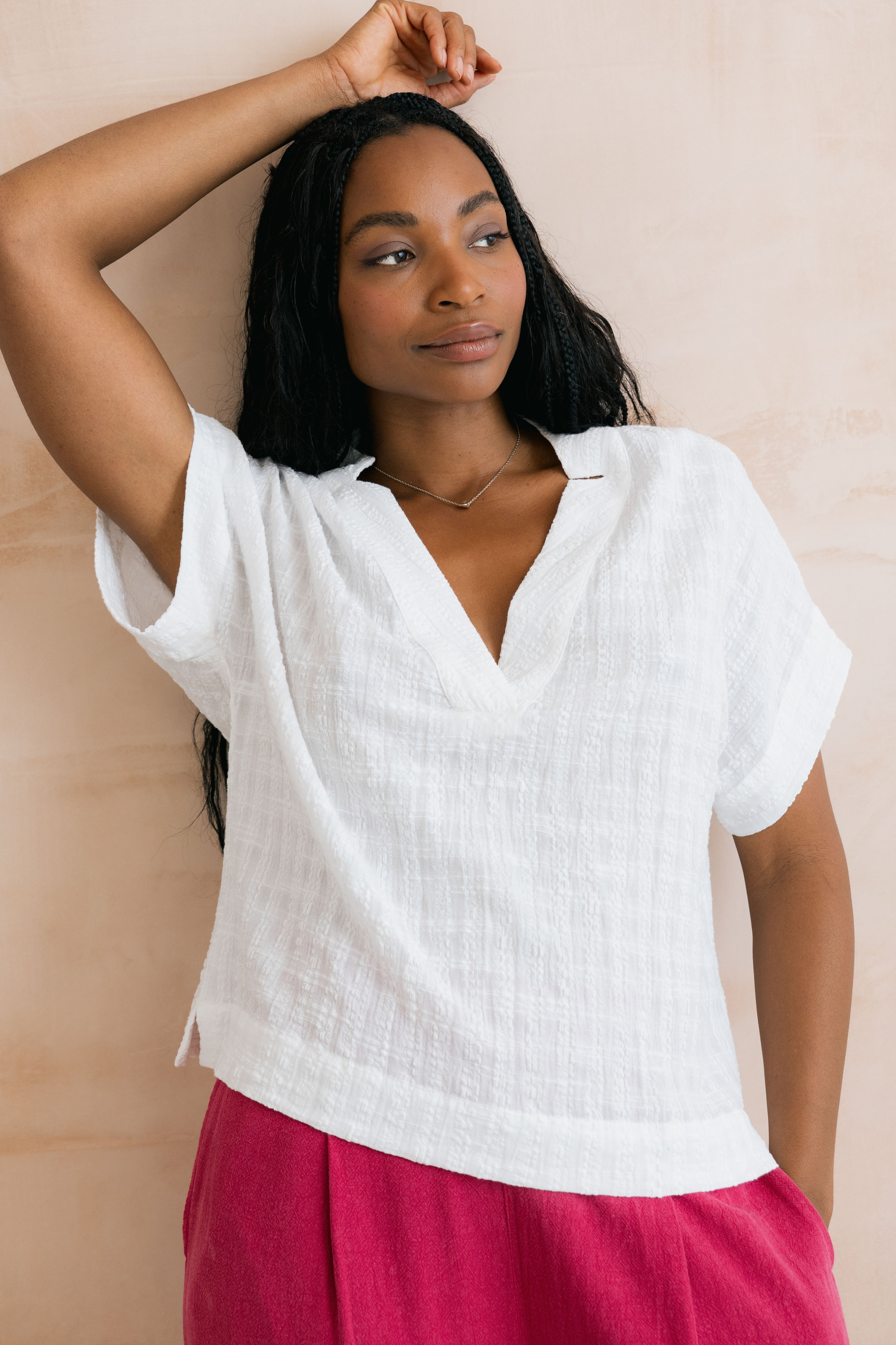 Lily & Me Orchard Textured Seersucker Blouse ~ Lime or White