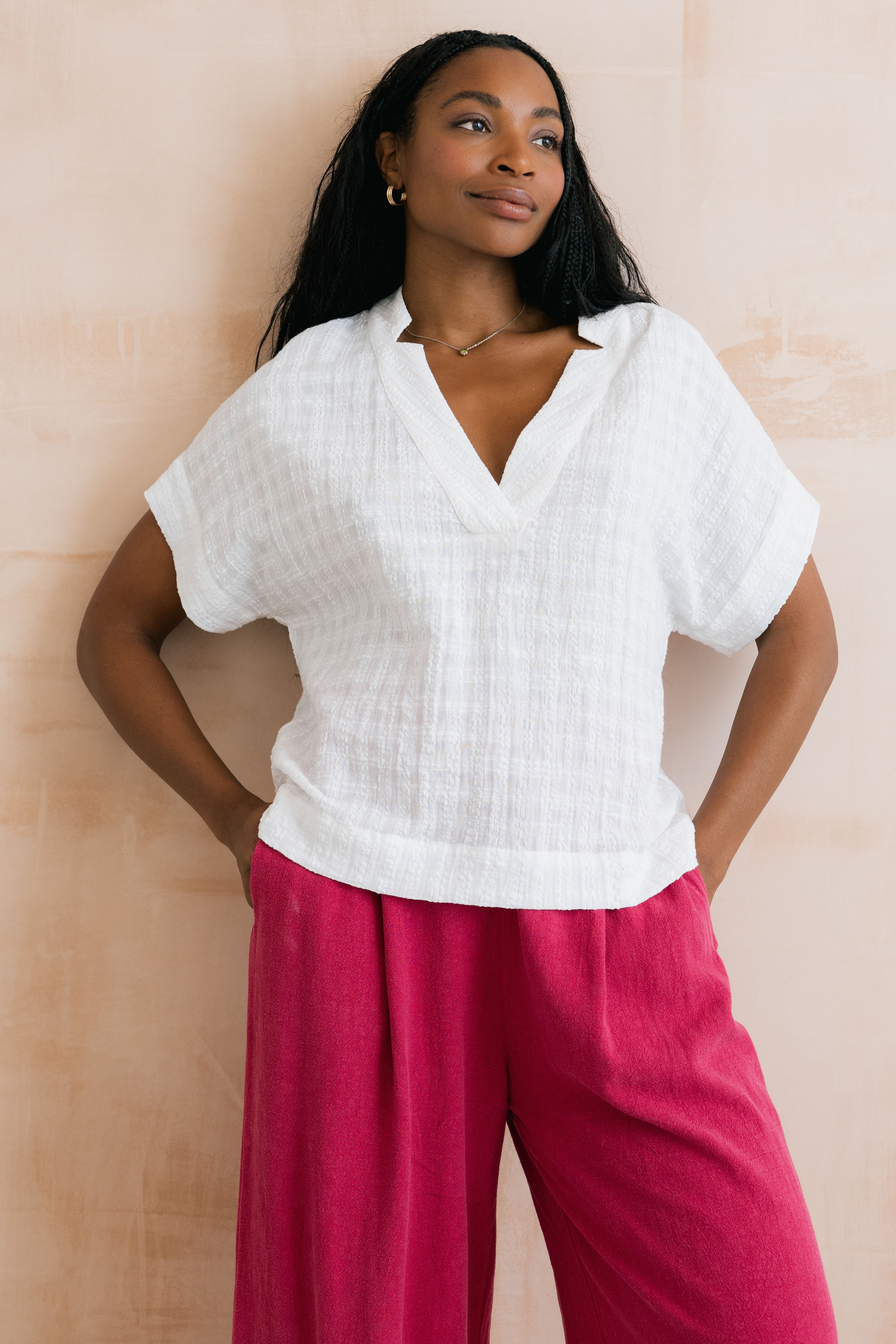 Lily & Me Orchard Textured Seersucker Blouse ~ Lime or White