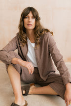 Lily & Me Savannah Seersucker Shirt ~ Mocha