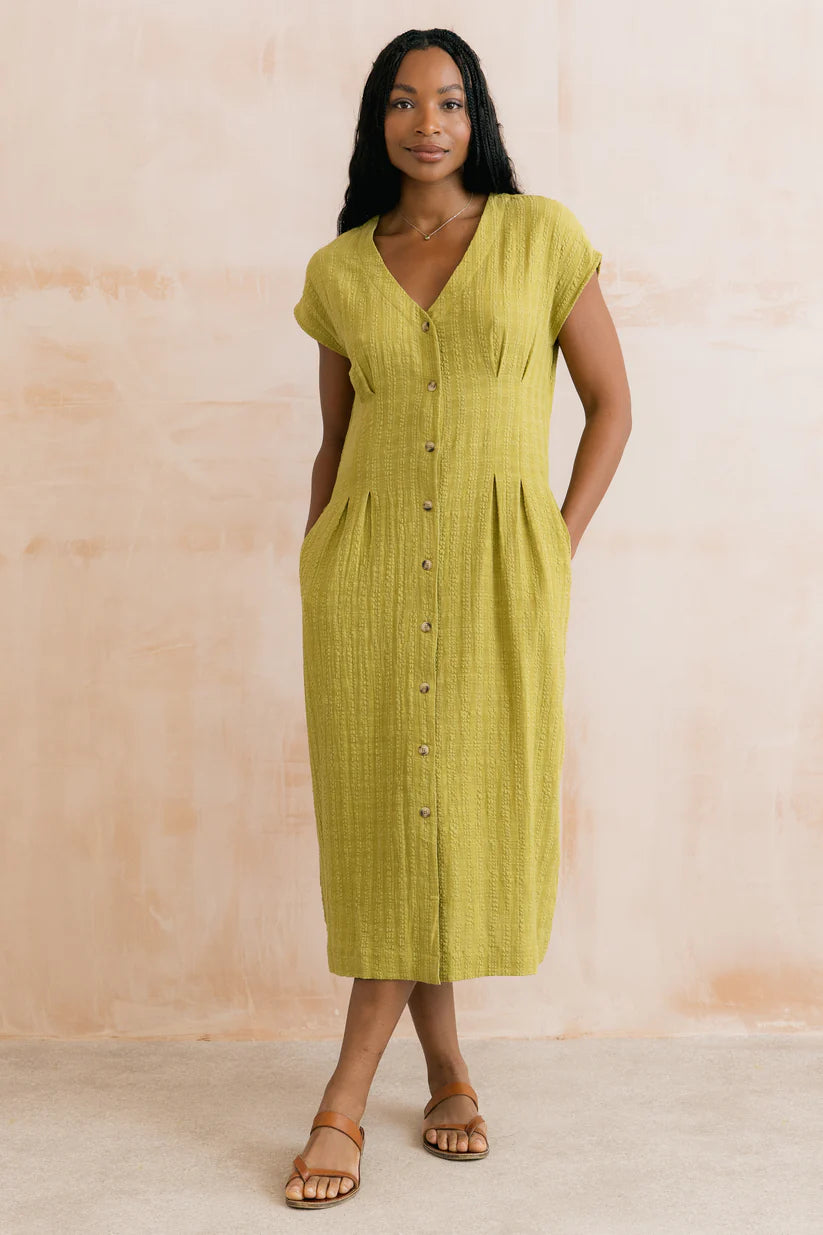 Lily & Me Drift Seersucker Midi Dress ~ Lime