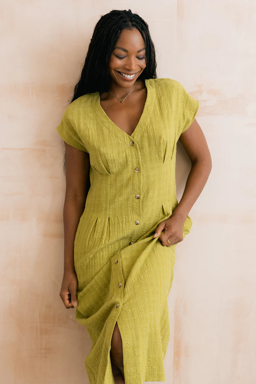 Lily & Me Drift Seersucker Midi Dress ~ Lime