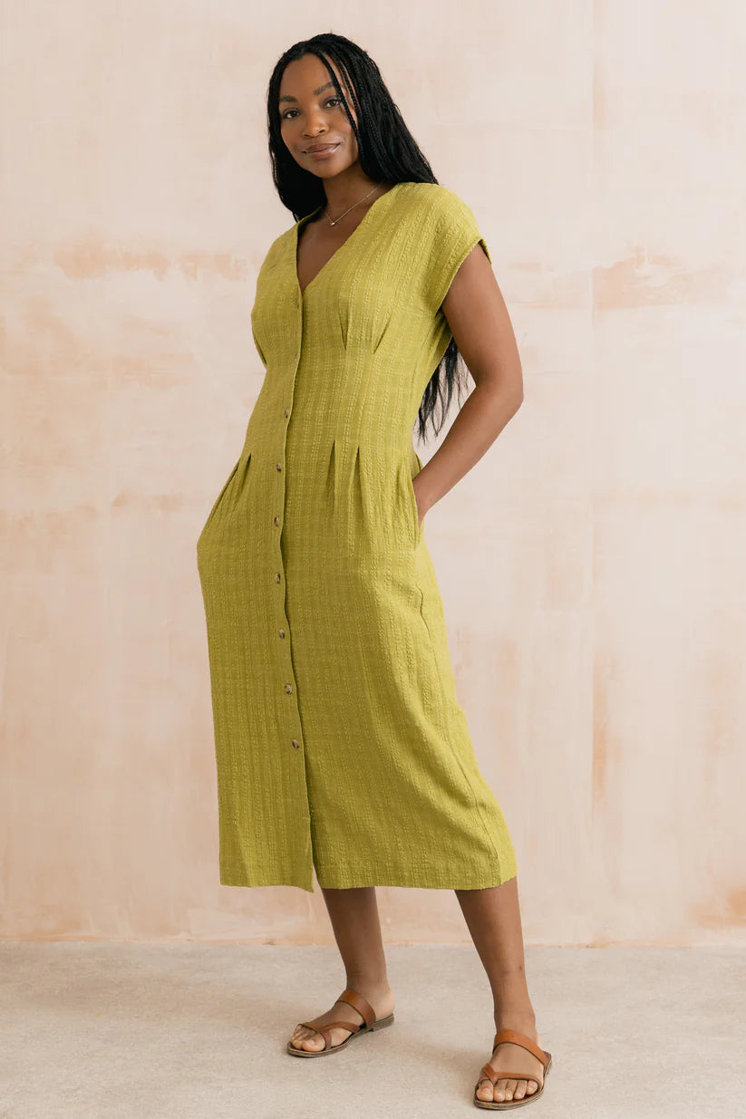Lily & Me Drift Seersucker Midi Dress ~ Lime