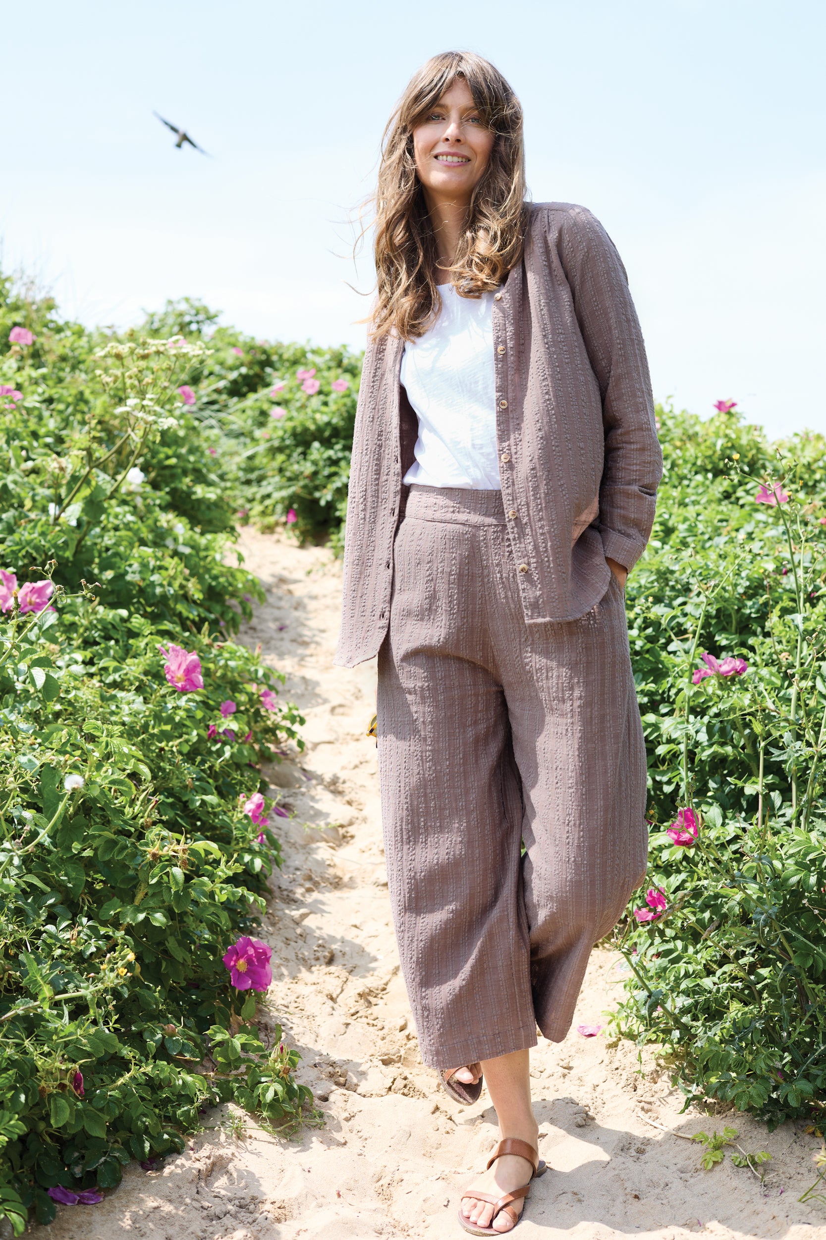 Lily & Me Drift Seersucker Trouser ~ Mocha