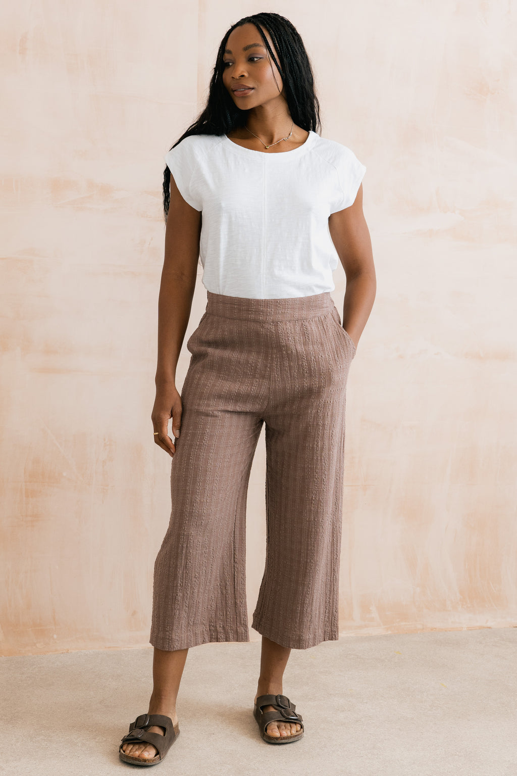 Lily & Me Drift Seersucker Trouser ~ Mocha