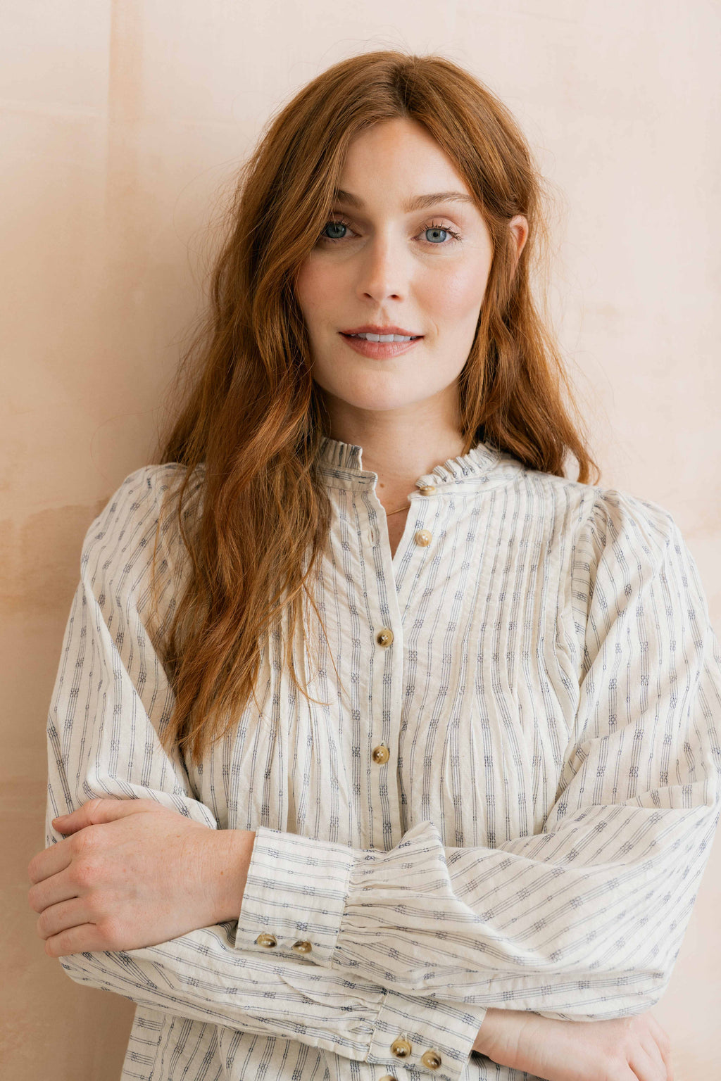 Lily & Me Flora Woven Cotton Embroidered Floral Blouse - Navy/Ecru