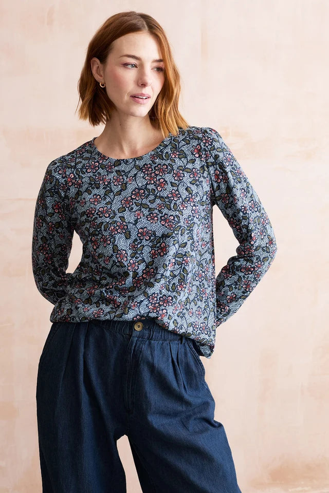 Lily & Me Caroline Organic Cotton Jersey Poppy Floral Top