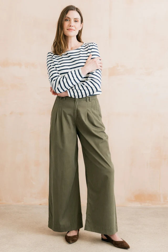 Lily & Me Caroline Jersey Striped Top - Navy/Ecru