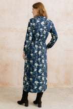 Lily & Me Rosanna Navy Botanical Jersey Viscose Midi Dress